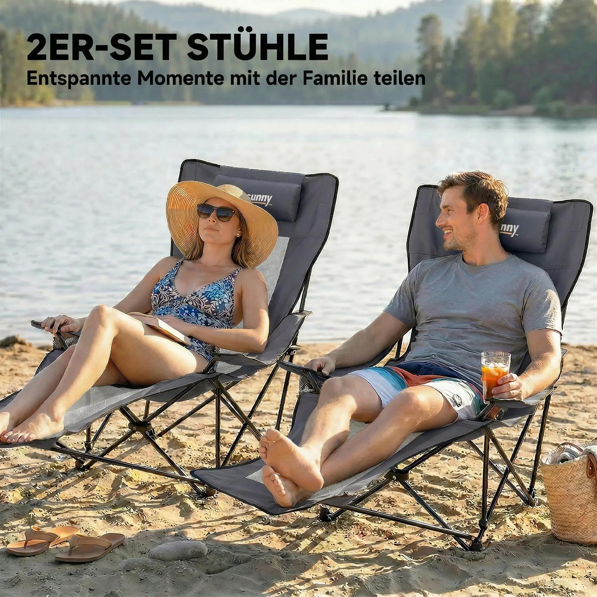 chaise pliable - pêche - dossier réglable, repose-pieds - gris 6/6