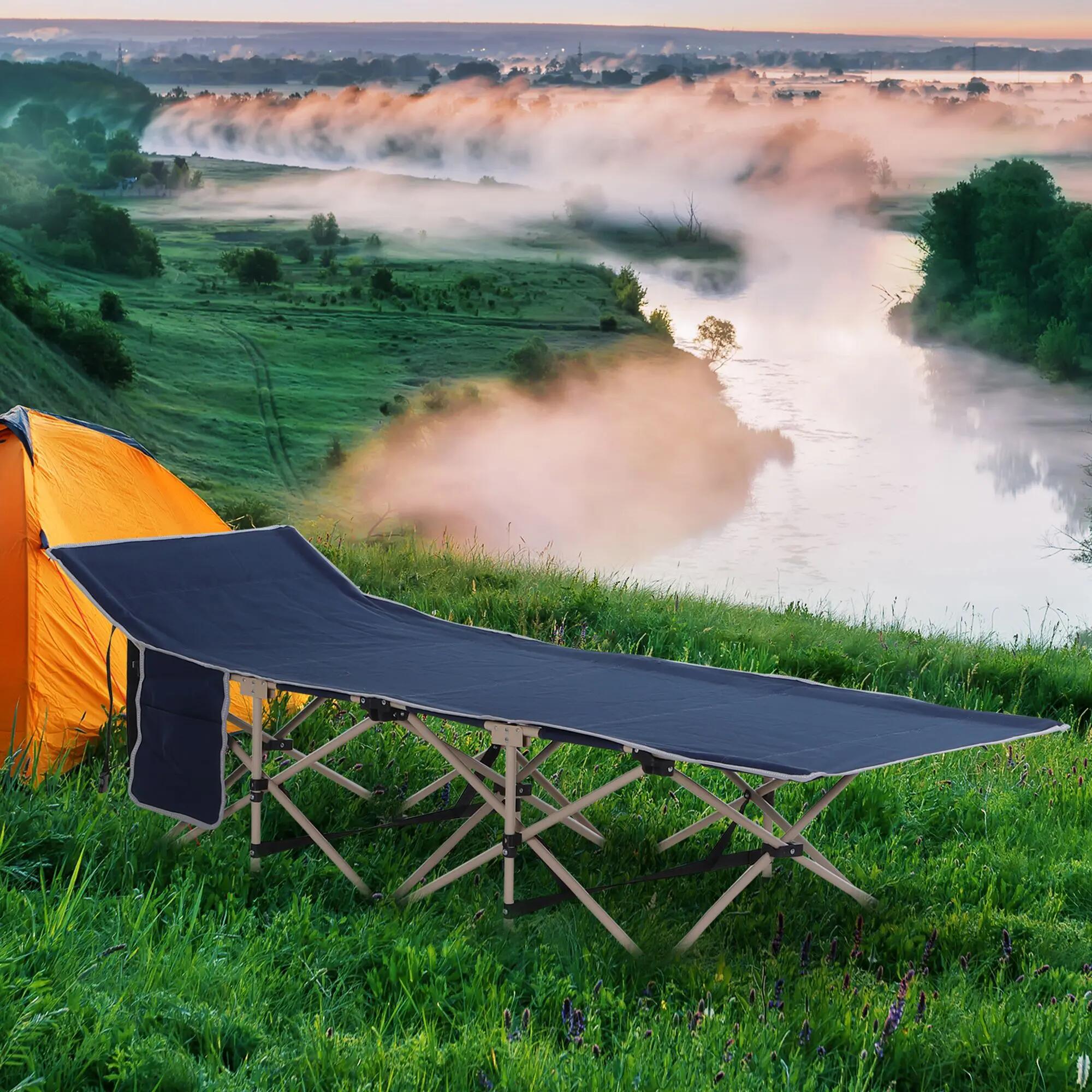 Lit de camp - Camping - Unisexe - Pliable, robuste - Bleu 4/6