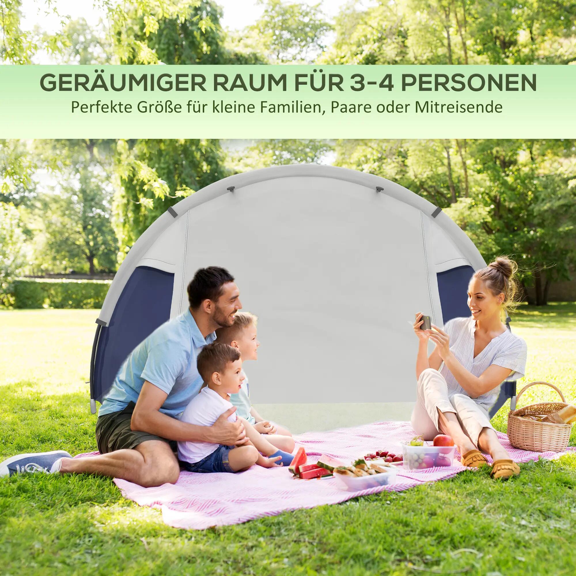 Tente de camping - Plein air - Pop-up, imperméable, 2 portes - Bleu 6/6