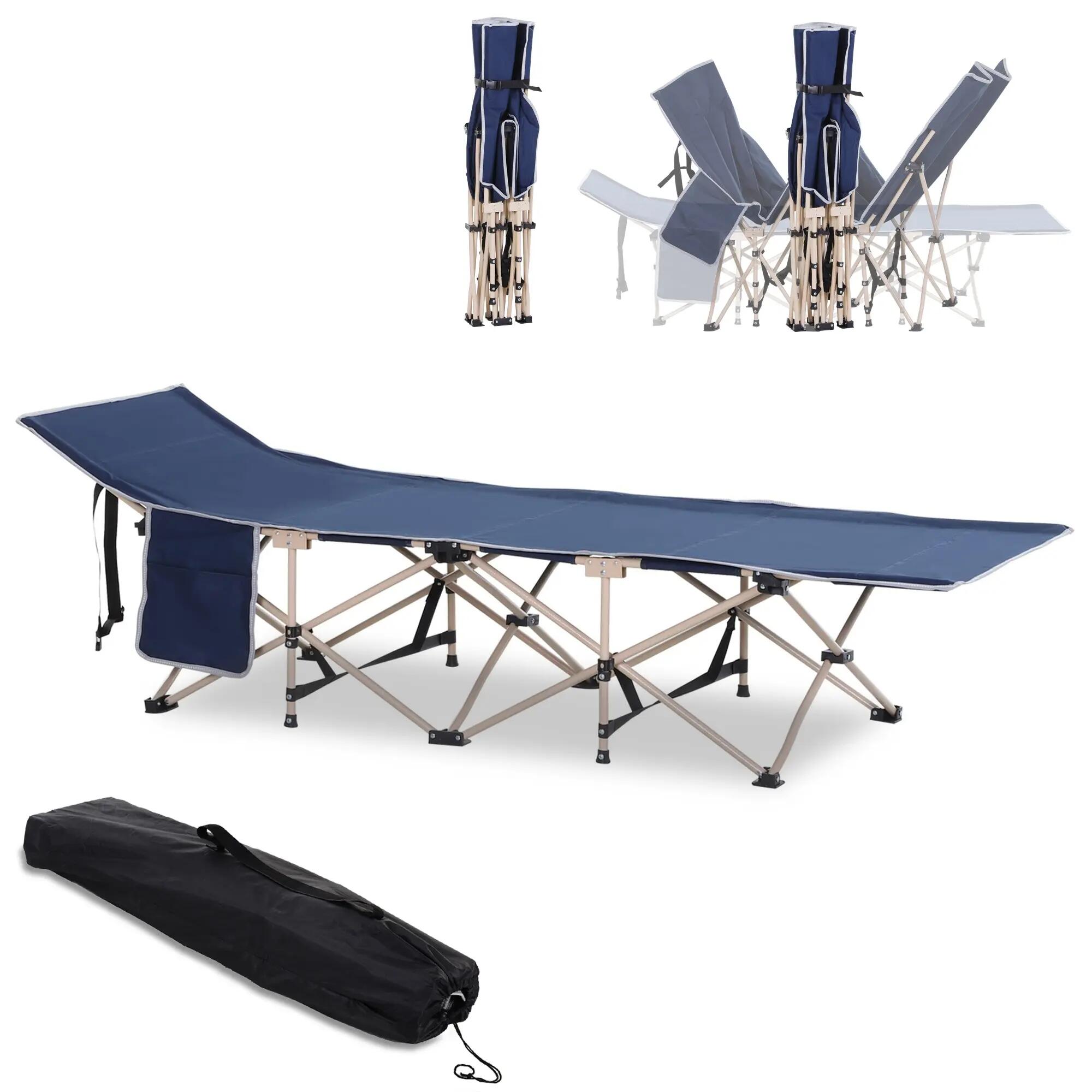 Lit de camp - Camping - Unisexe - Pliable, robuste - Bleu 2/6