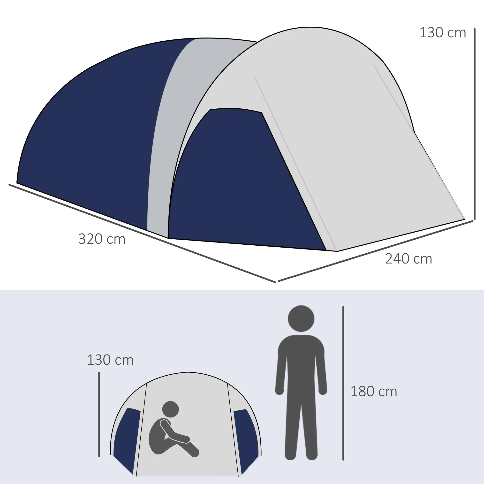 Tente de camping - Plein air - Pop-up, imperméable, 2 portes - Bleu 5/6
