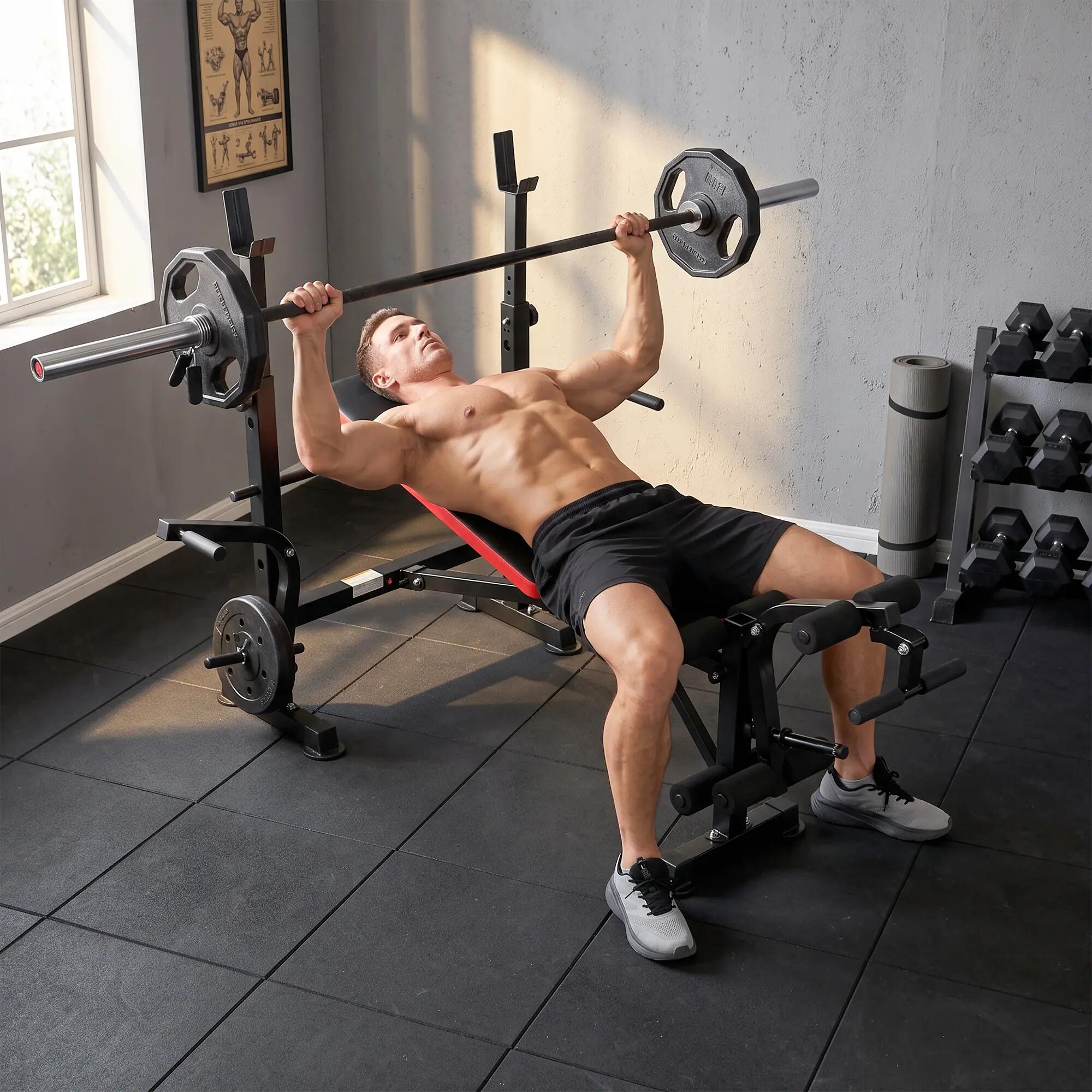 Banc musculation - forme - multifonction, réglable - noir 4/6