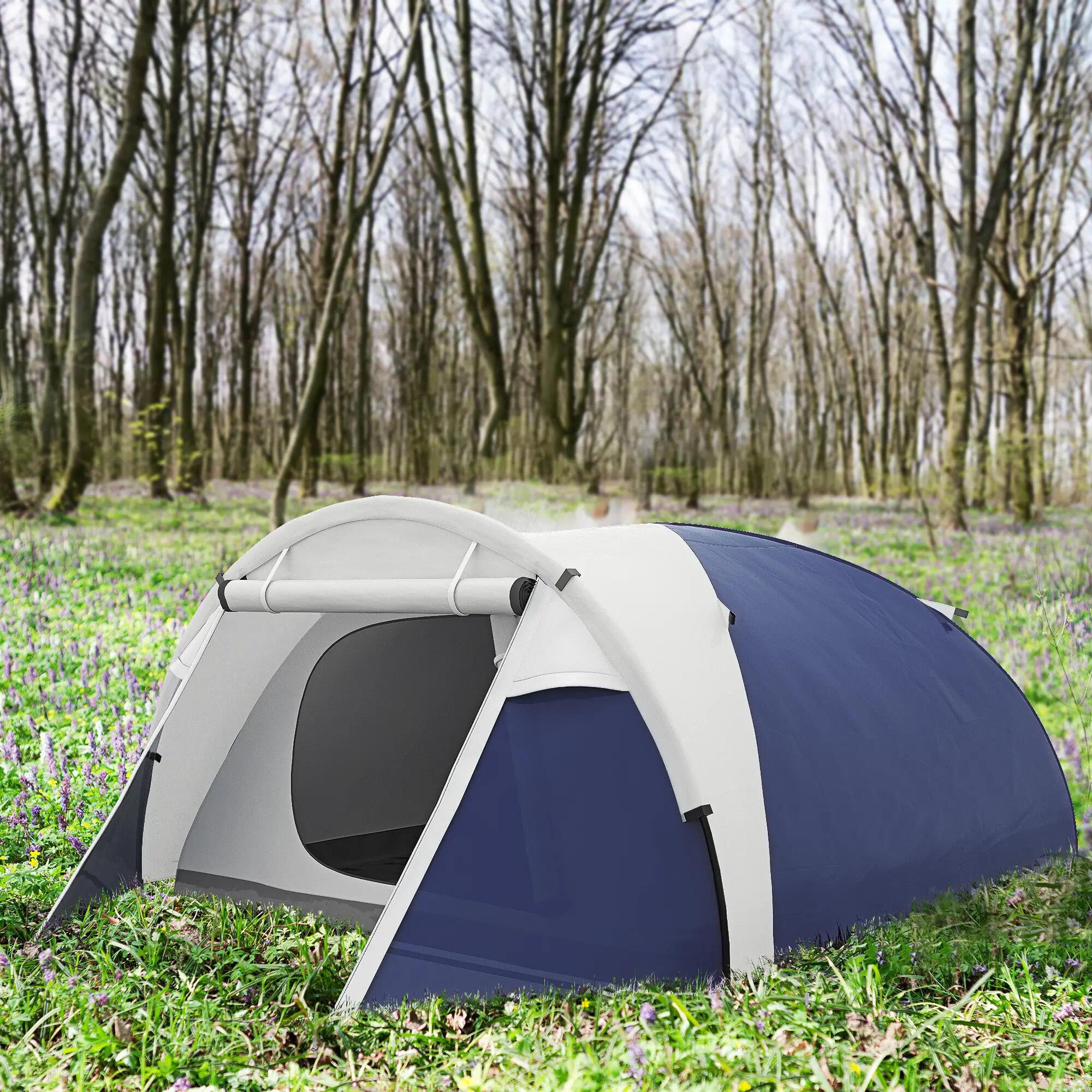 Tente de camping - Plein air - Pop-up, imperméable, 2 portes - Bleu 4/6