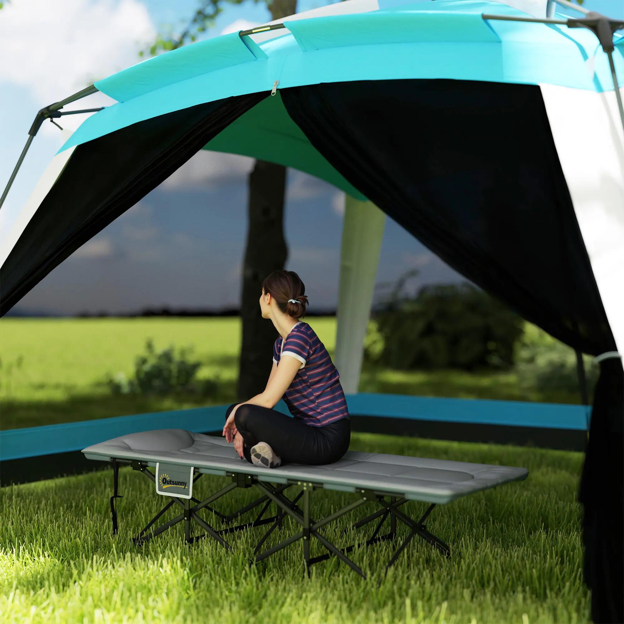 Lit de camp - Camping - Pliant, matelas et oreiller - Gris 4/6