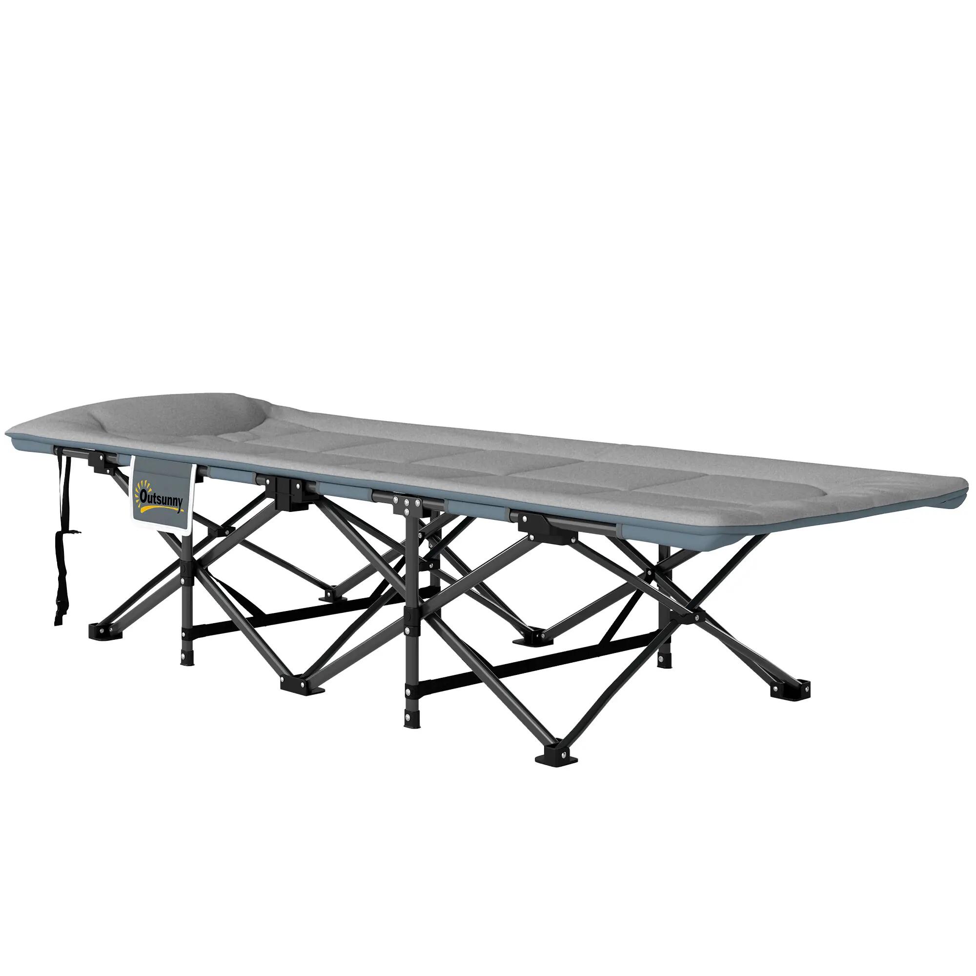 Lit de camp - Camping - Pliant, matelas et oreiller - Gris 2/6