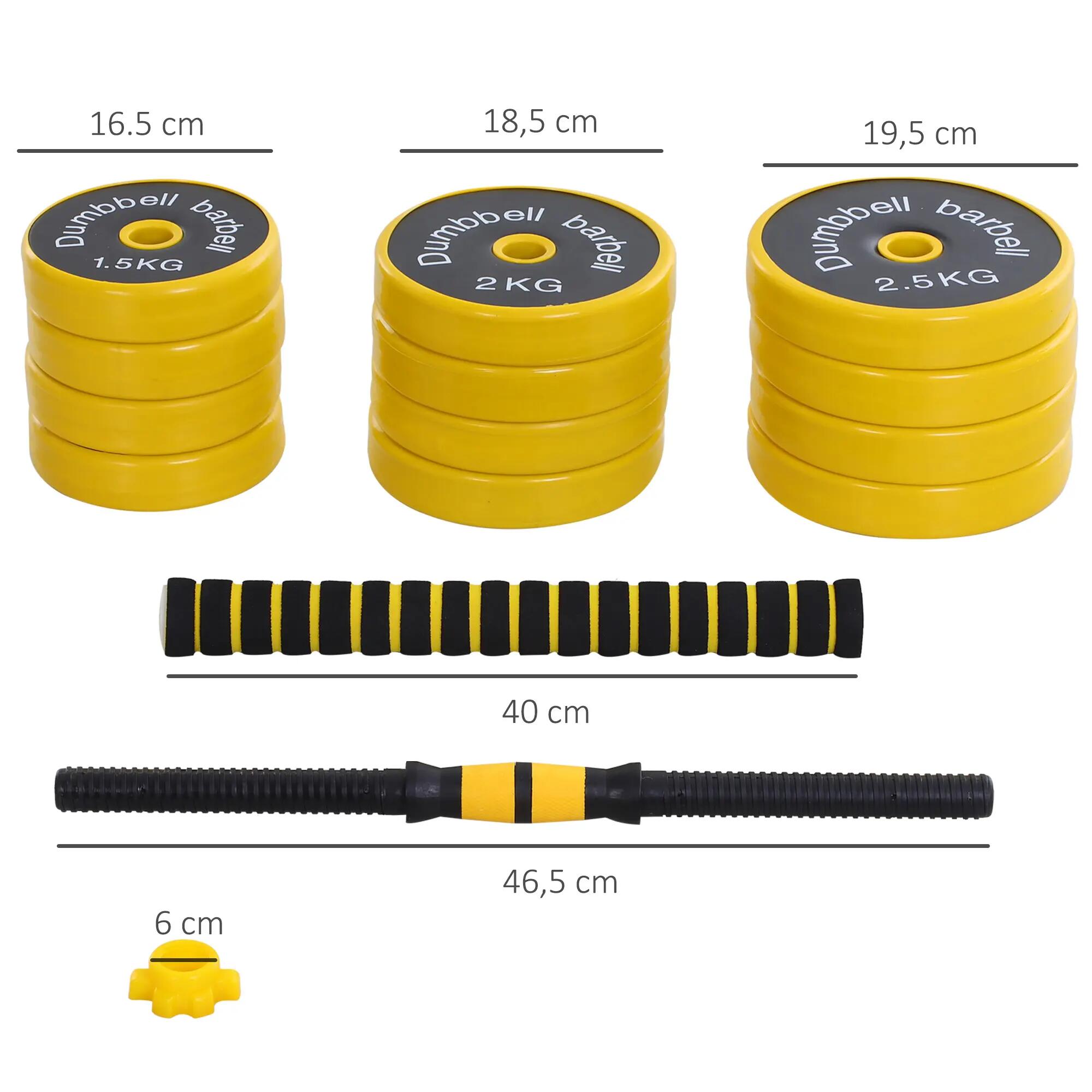 Kit haltères/barre - Musculation - Réglable 3 en 1 - Jaune/noir 5/6