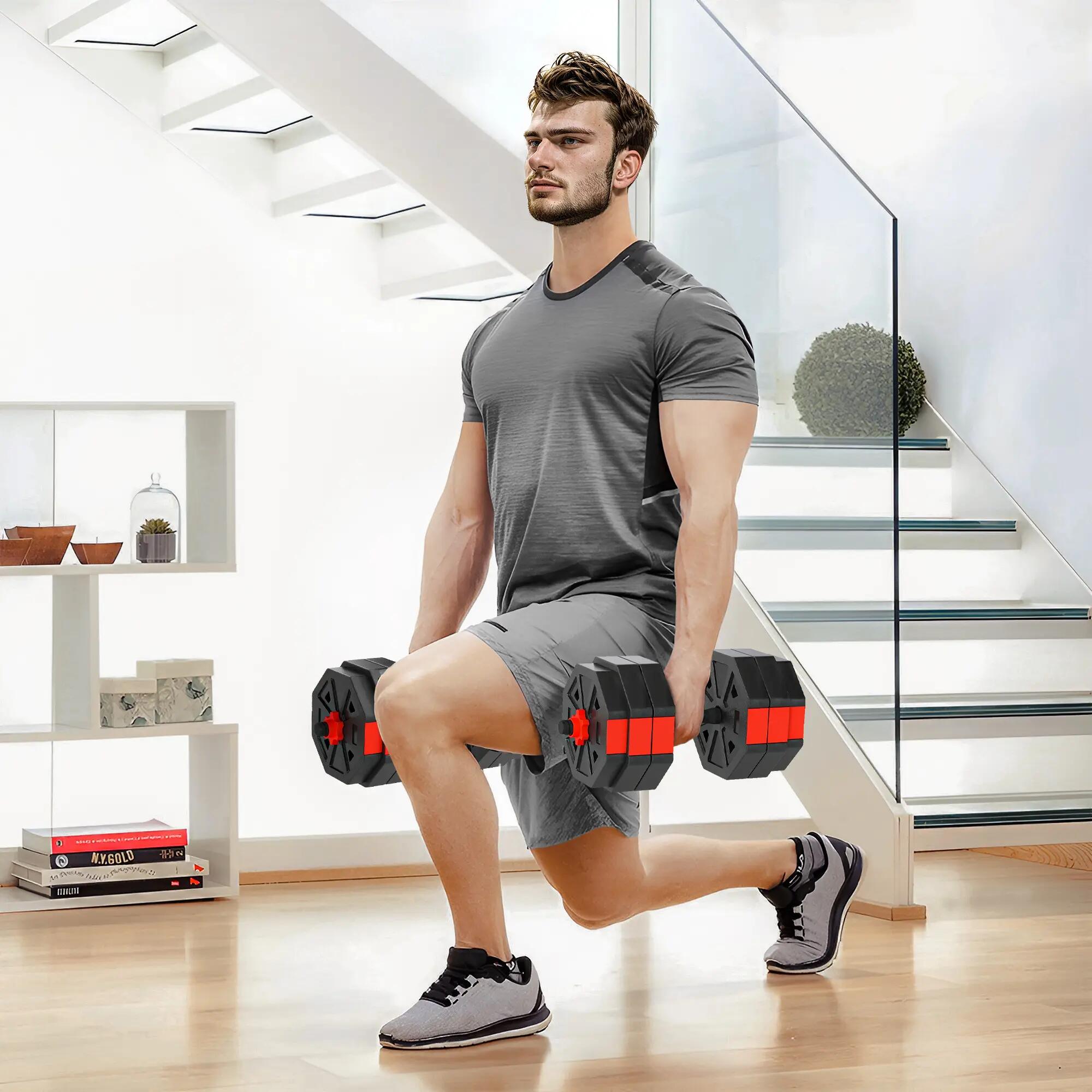 kit de musculation 6 en 1, 30 kg, kettlebell et haltères - rouge 4/6
