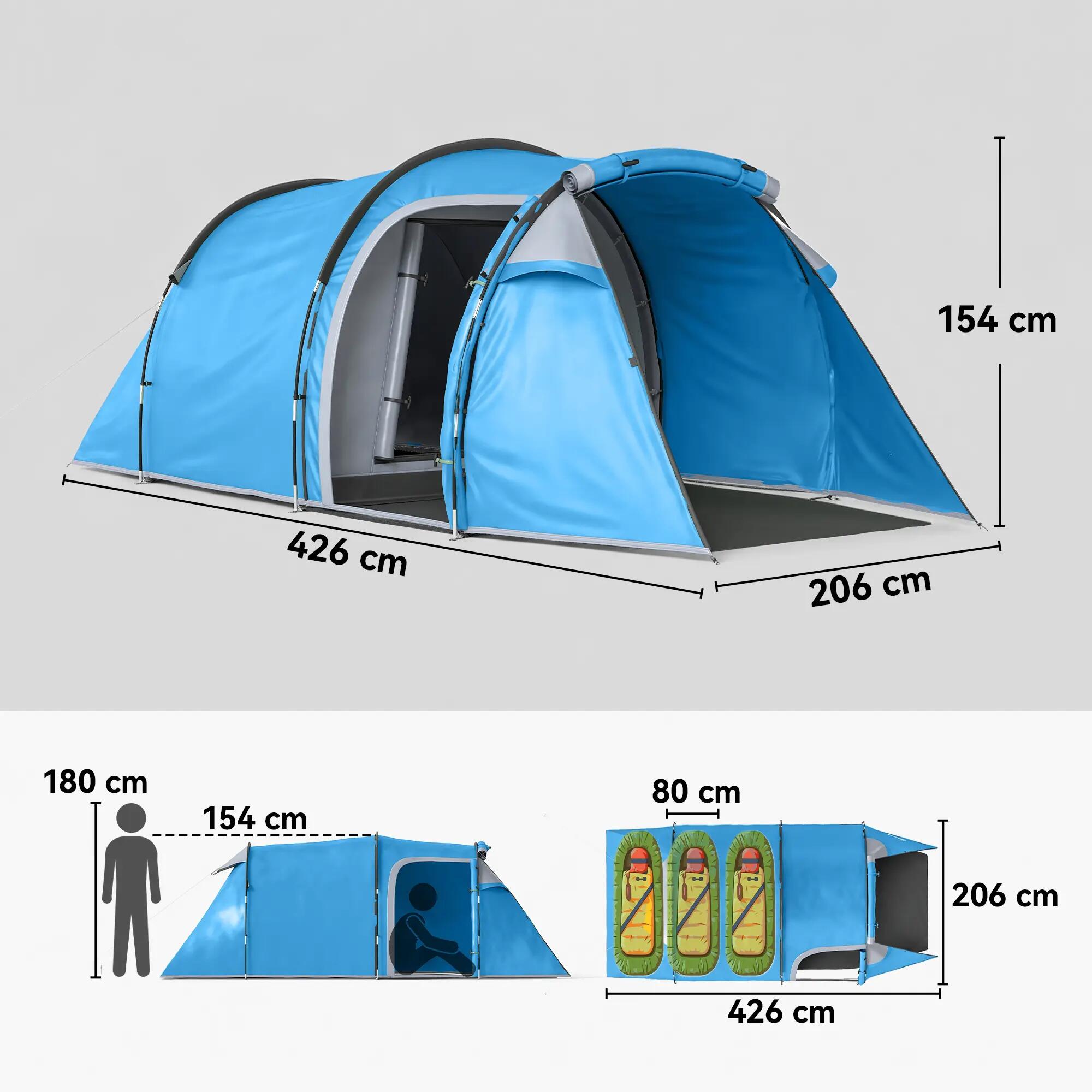 Tente de camping - Plein air - Pop-up, vestibule - Bleu clair 5/6
