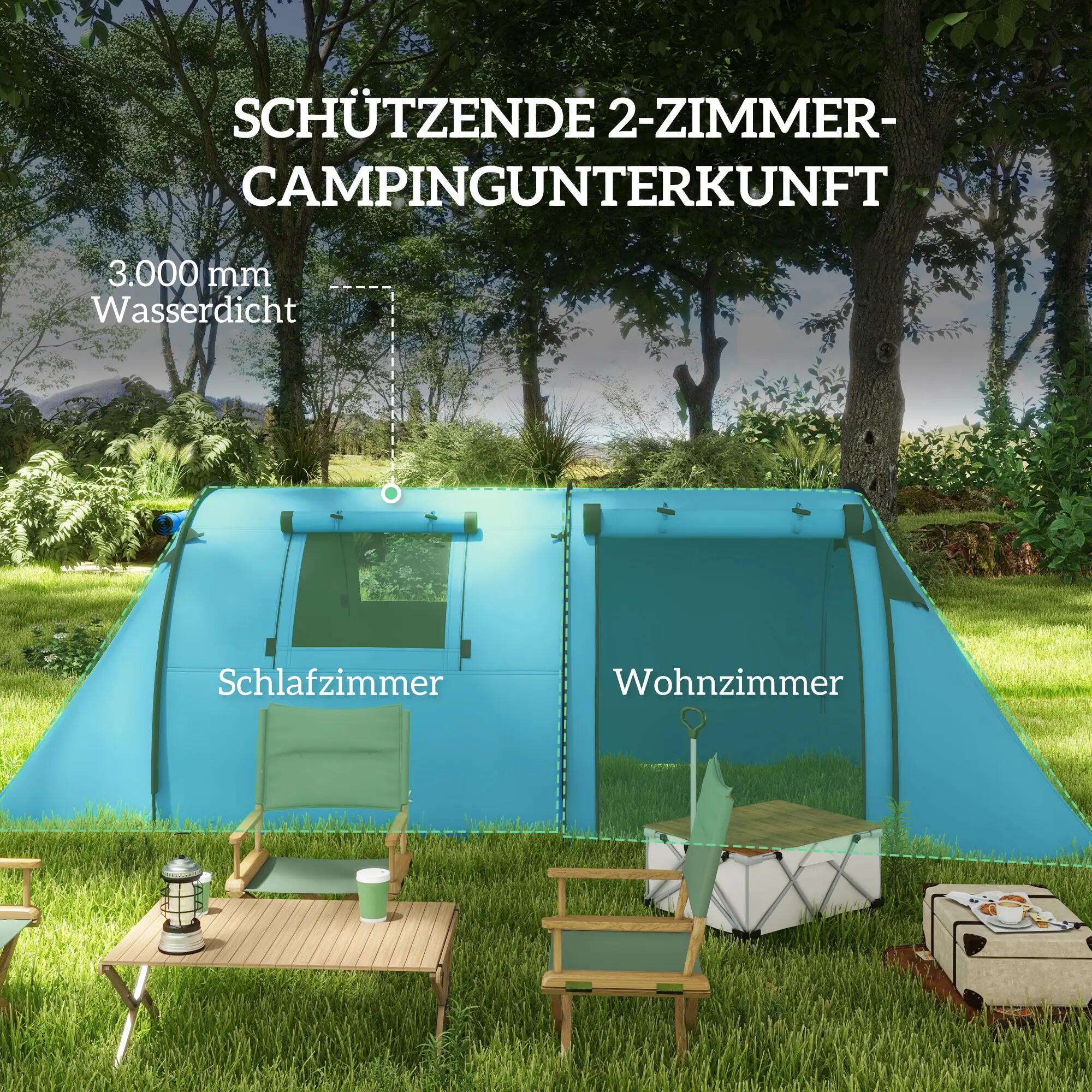 Tente camping - Plein air - Unisexe - 3-4 places - Bleu ciel 6/6