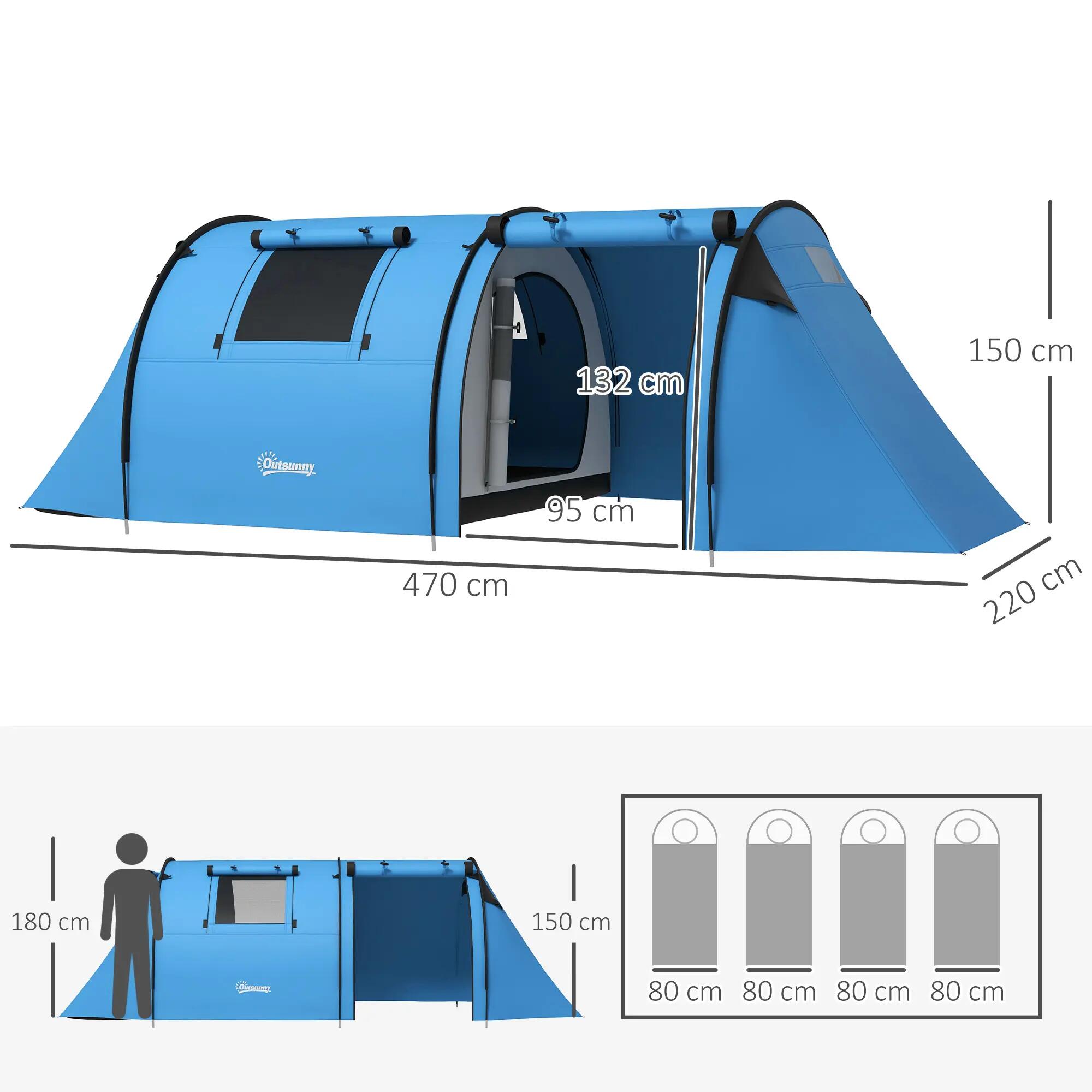 Tente camping - Plein air - Unisexe - 3-4 places - Bleu ciel 5/6