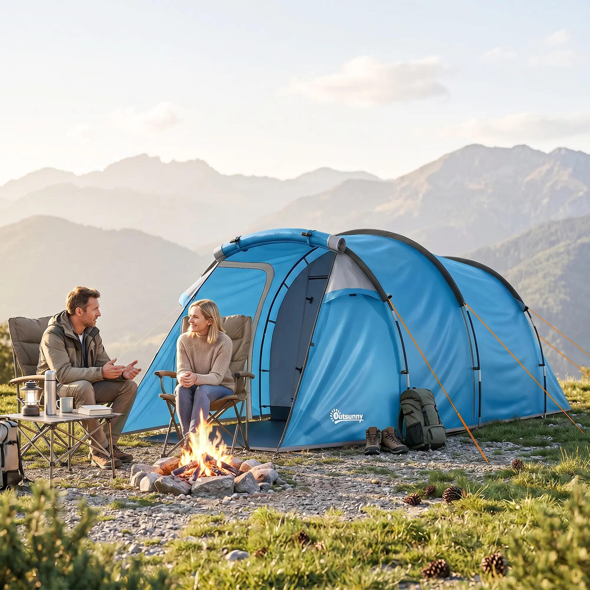 Tente de camping - Plein air - Pop-up, vestibule - Bleu clair 4/6