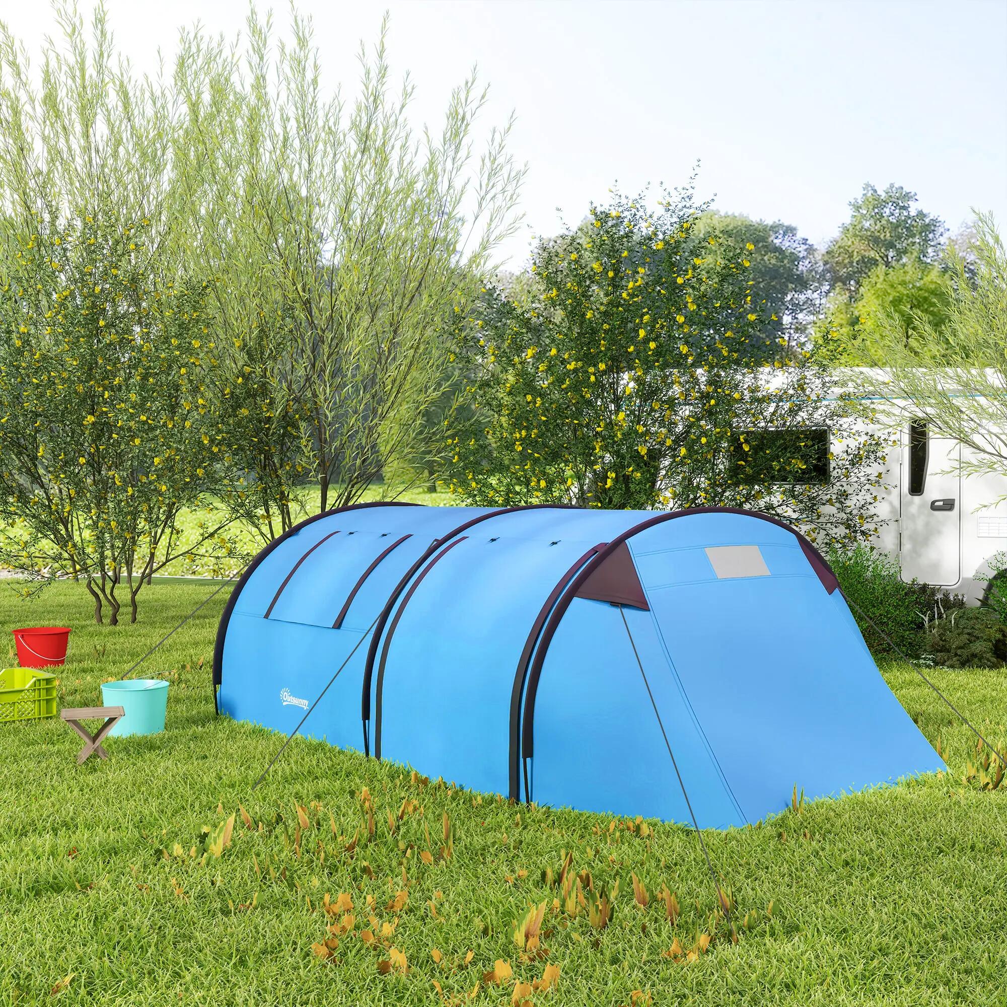 Tente camping - Plein air - Unisexe - 3-4 places - Bleu ciel 4/6