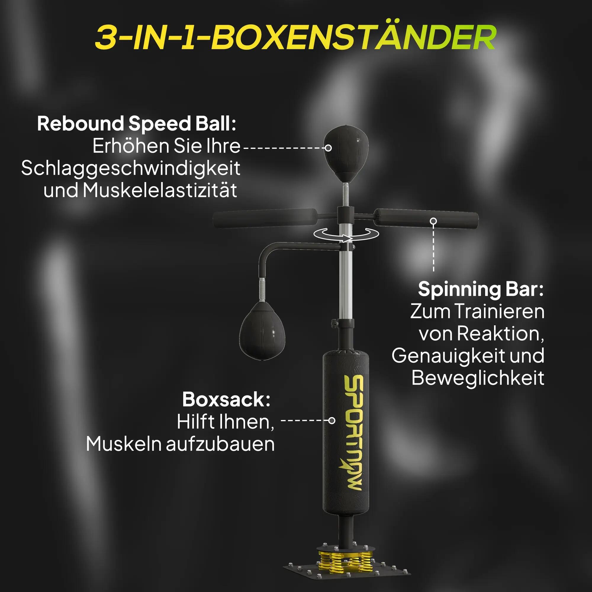 support de boxe - boxe - unisexe - hauteur réglable, speedballs - noir 6/6