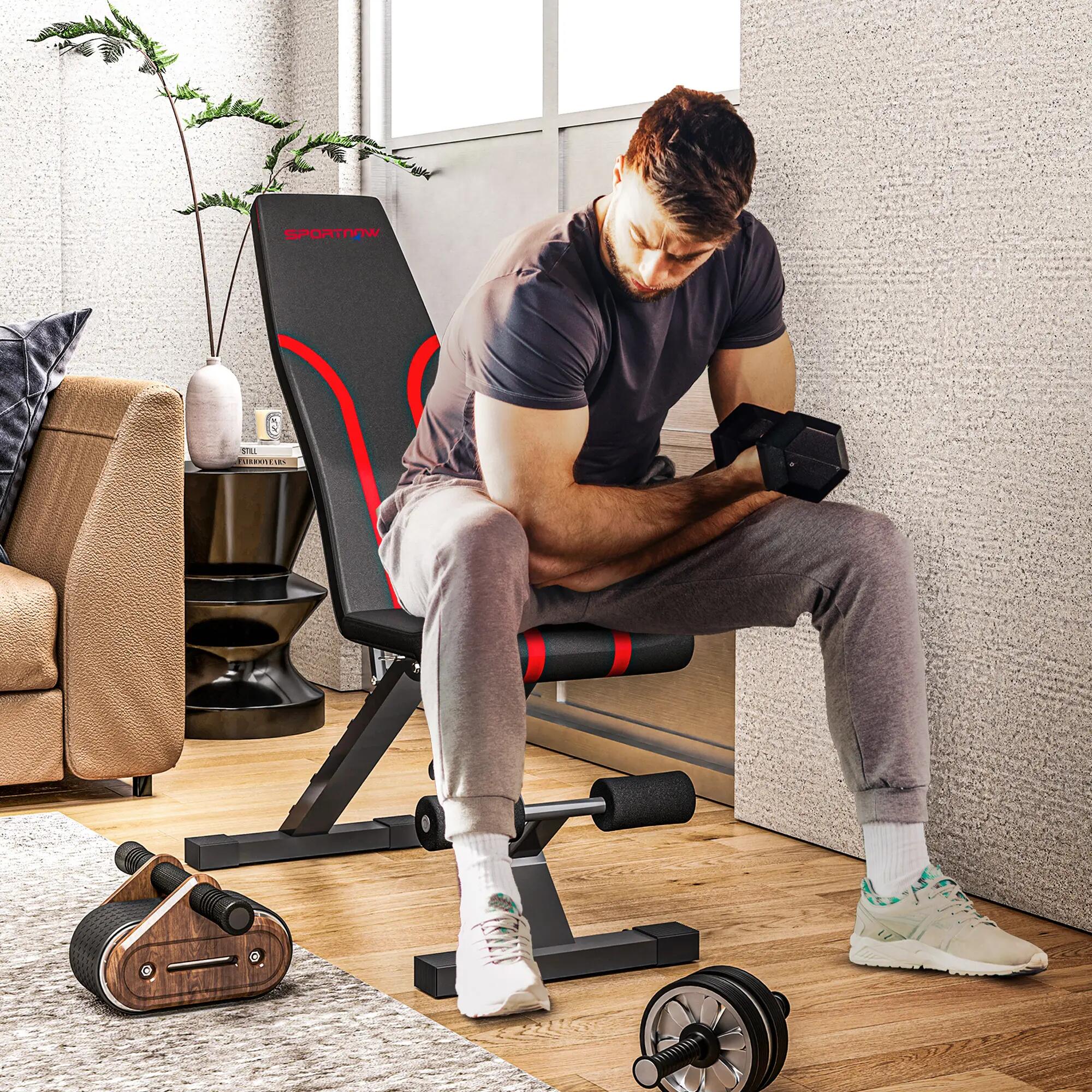 Banc de musculation inclinable et pliable, réglable pour un entraînement complet 3/9