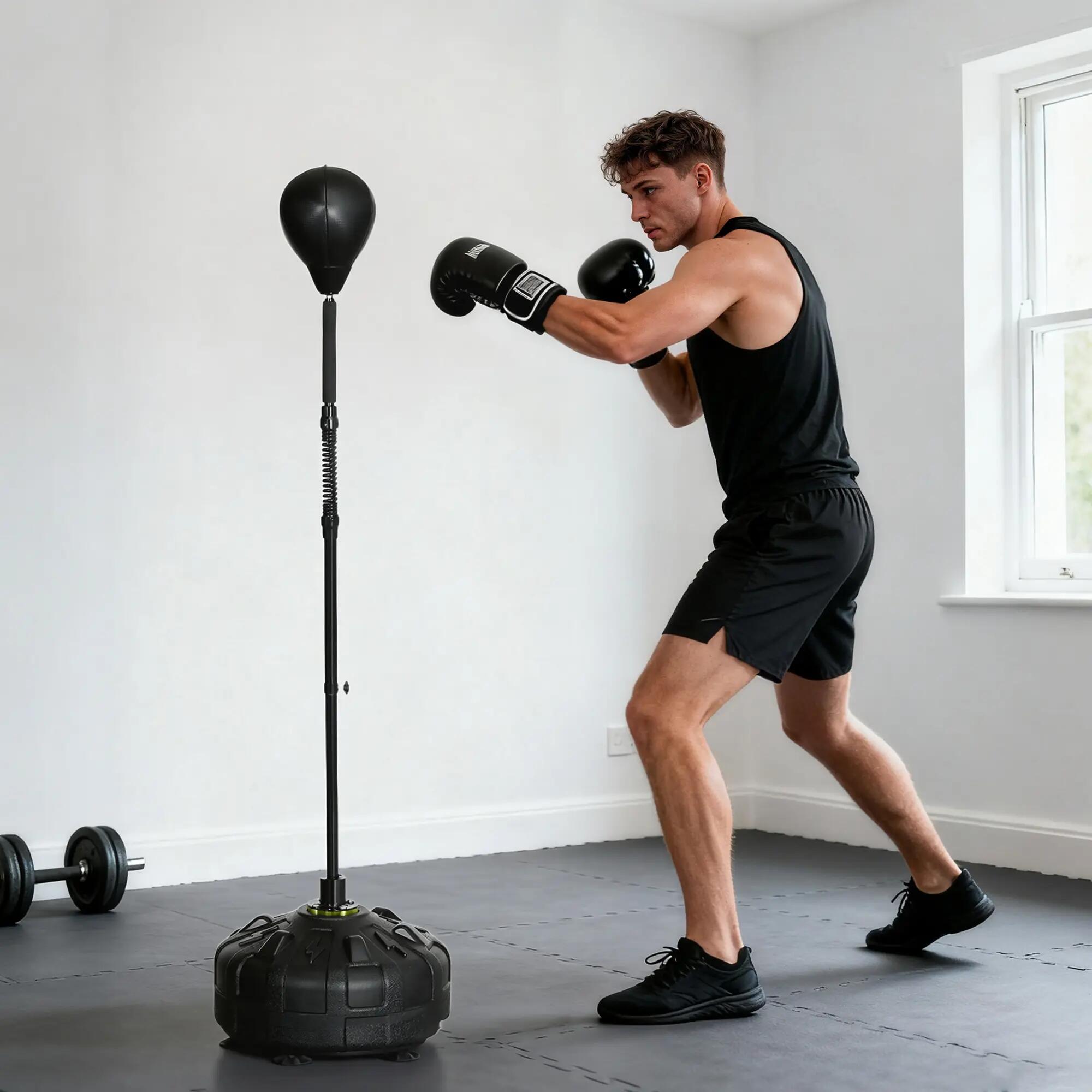 sac de frappe autoportant - boxe - hauteur réglable - noir 4/6