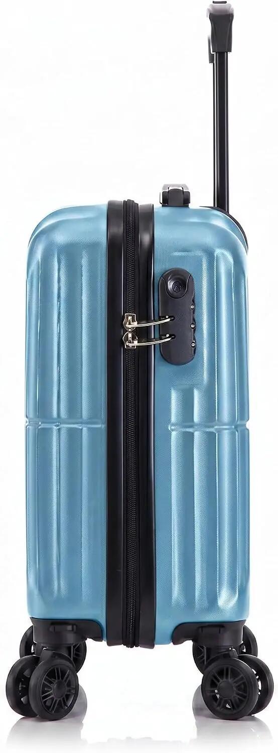 Maleta Equipaje de Mano 40x30x20cm (27L) Ruedas 360º Desmontables. ABS Celeste 5/7