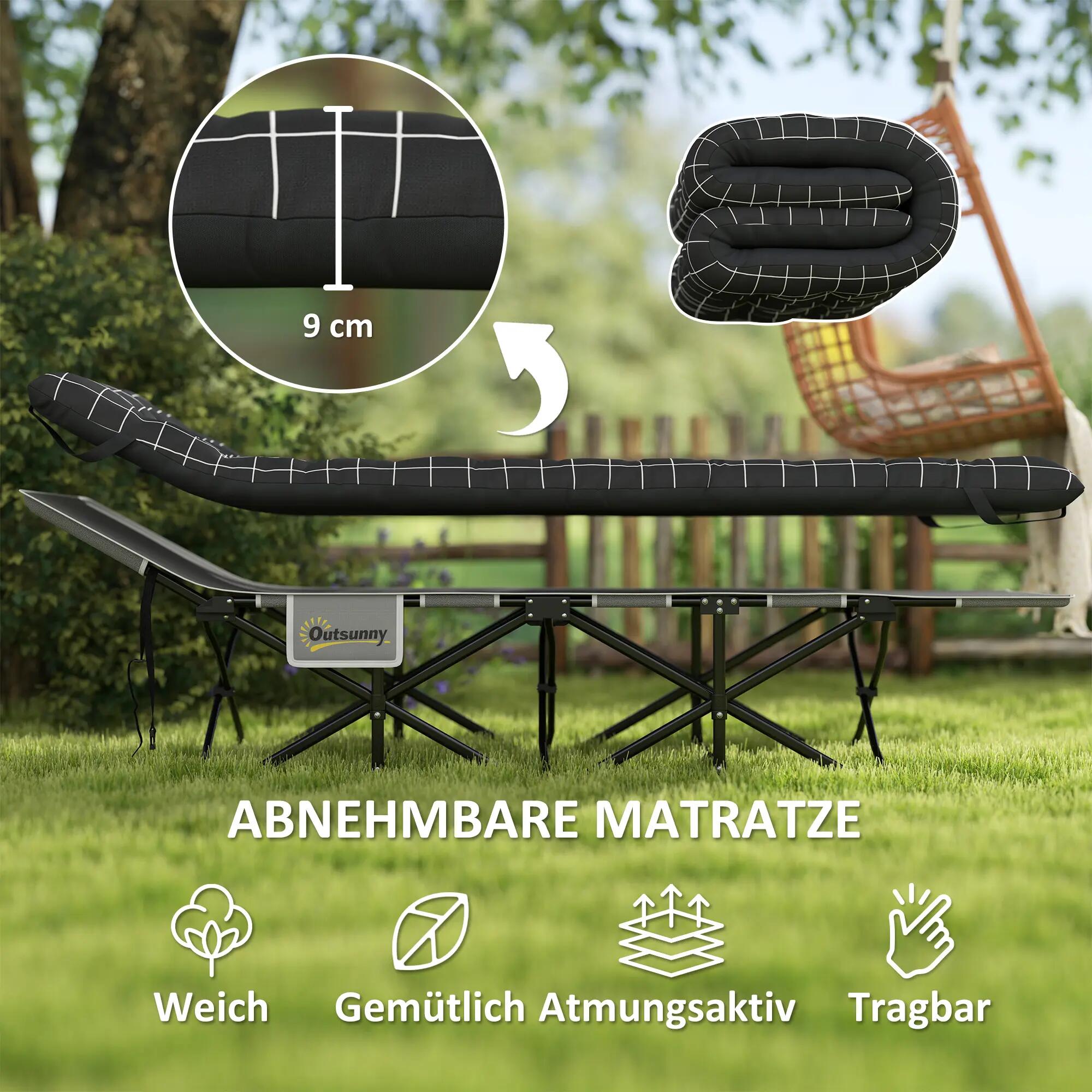 Lit de camp - Camping - Unisexe - Pliant, matelas 9 cm, cadre métal - Noir 6/6