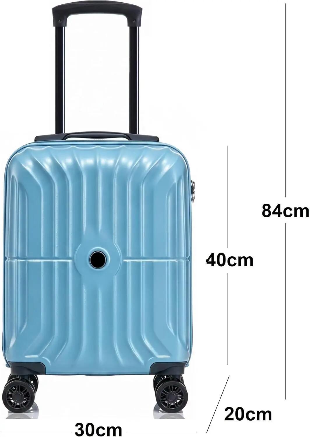 Maleta Equipaje de Mano 40x30x20cm (27L) Ruedas 360º Desmontables. ABS Celeste 3/7