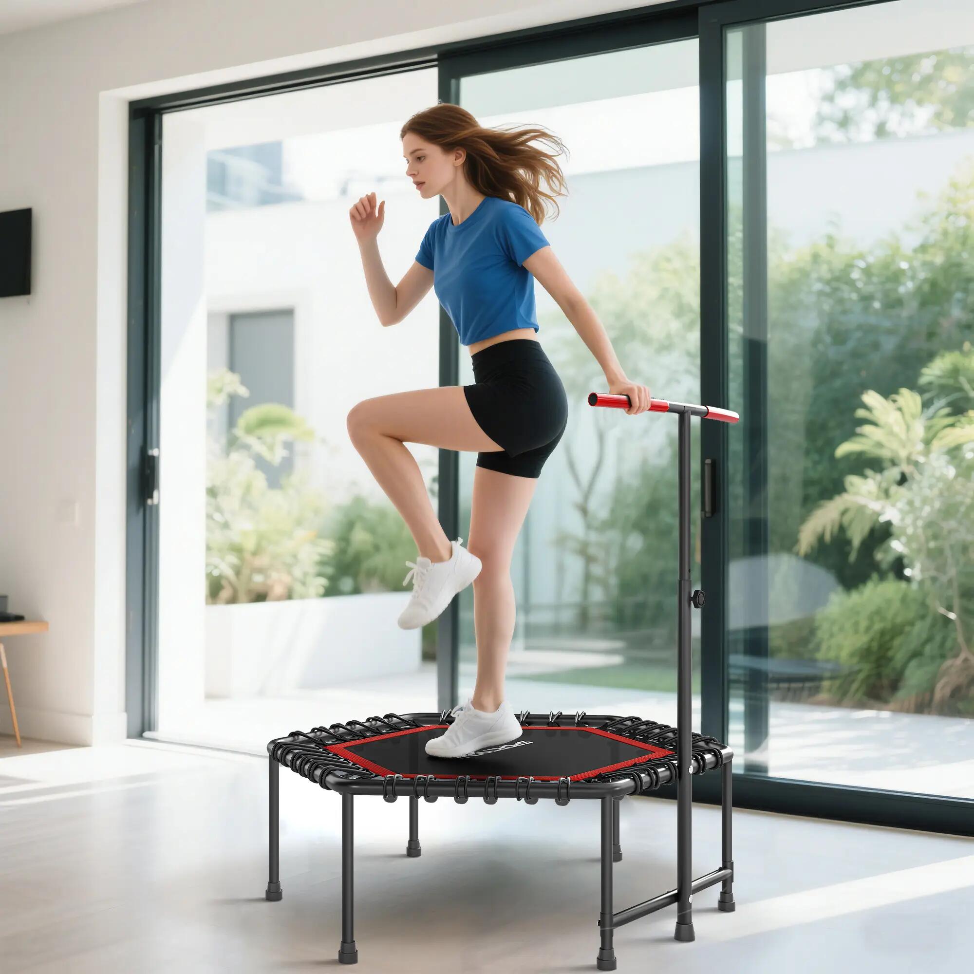 Trampoline de fitness 114 cm, cordes élastiques, poignée réglable 3 positions, t 4/9