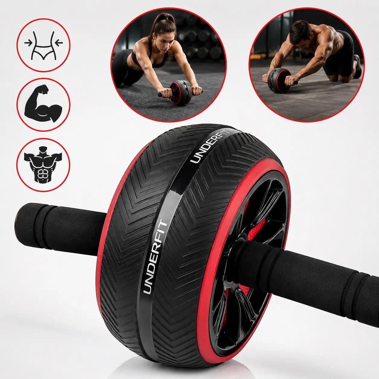 Kółko do ćwiczeń brzucha UNDERFIT AB Wheel 2/6