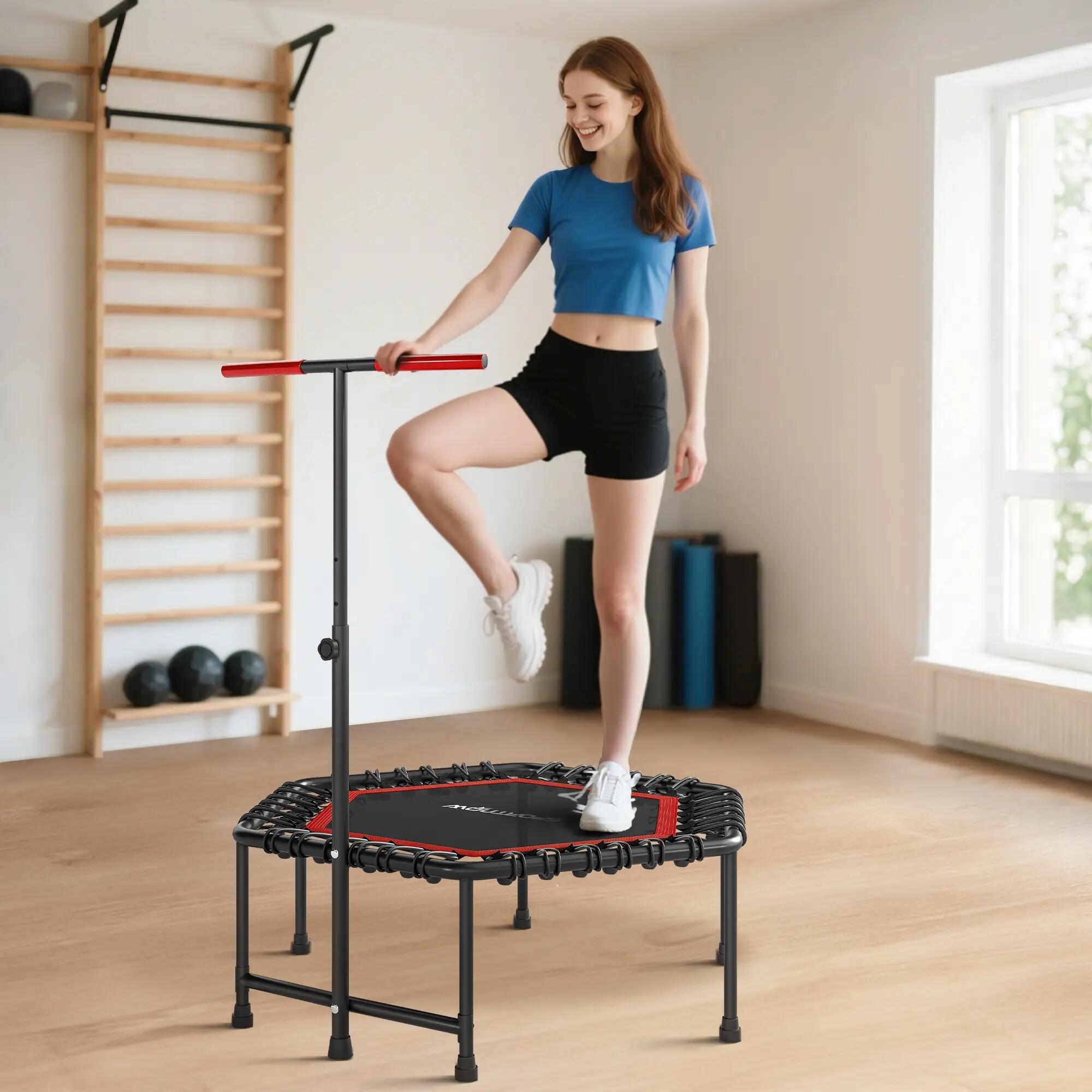 Trampoline de fitness 114 cm, cordes élastiques, poignée réglable 3 positions, t 3/9