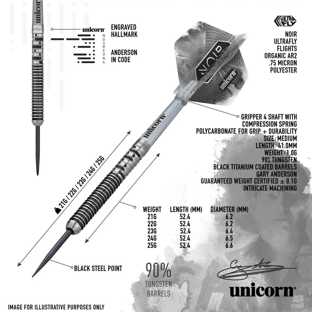 Black Noir Phase 5 90% Tungsten Dartpijlen 6/7