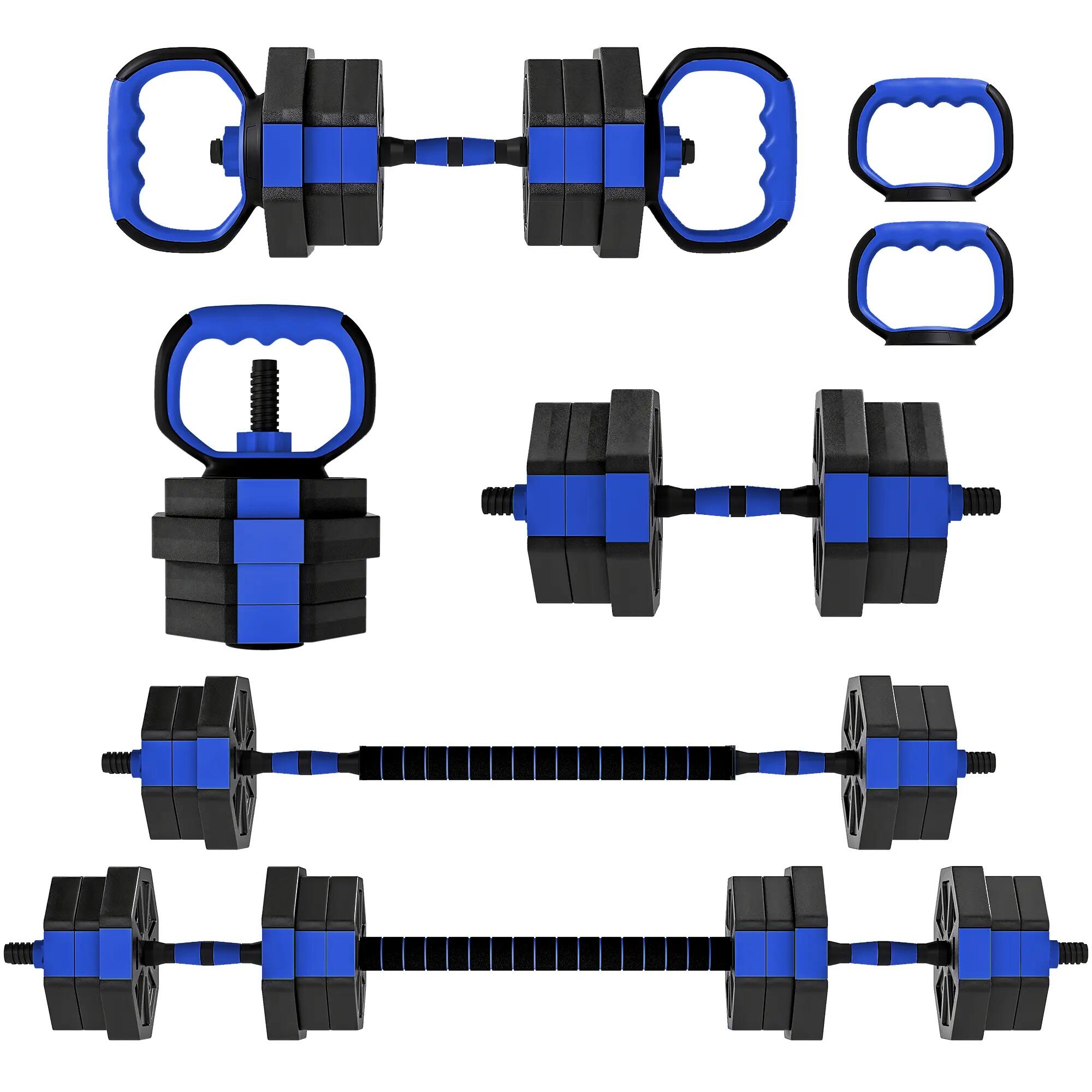 Ensemble d'haltères musculation multifonction 4 en 1 - total 20Kg - PVC bleu 5/5