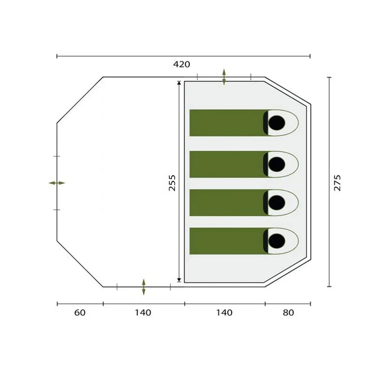 Gebraucht -  Tunnelzelt Kambo 4 - Campingzelt 4 Personen - 1x dunkle Kabine 15/17