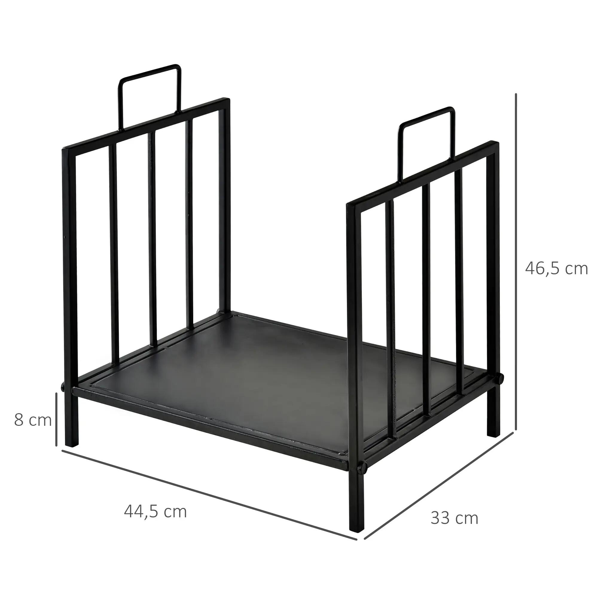 Estante de leña elevado con asas 3/5