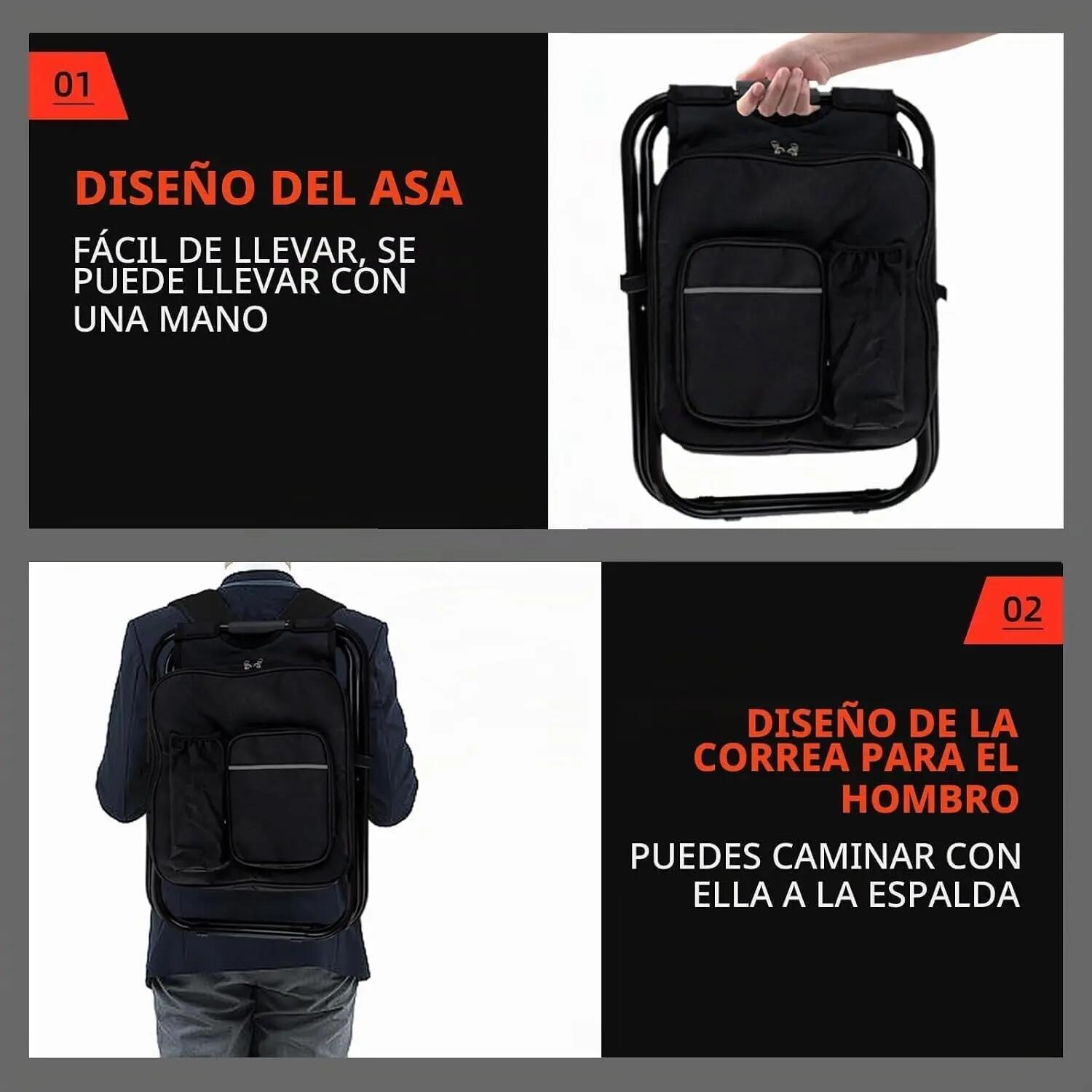 Silla de Mochila, Taburete Plegable, Bolsa Refrigeradora, Oxford PVC 600D 4/6