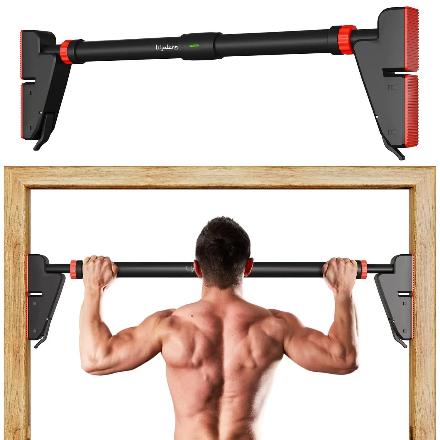 Lifelong Adjustable Pull-Up Bar for Home Gym | No Screws Hanging Bar, Adjustable Length (76-100cm), Doorway Chin-Up Bar, Gym Equipment for Men Workout, Strength Training, Weight Capacity (250kg) -  1