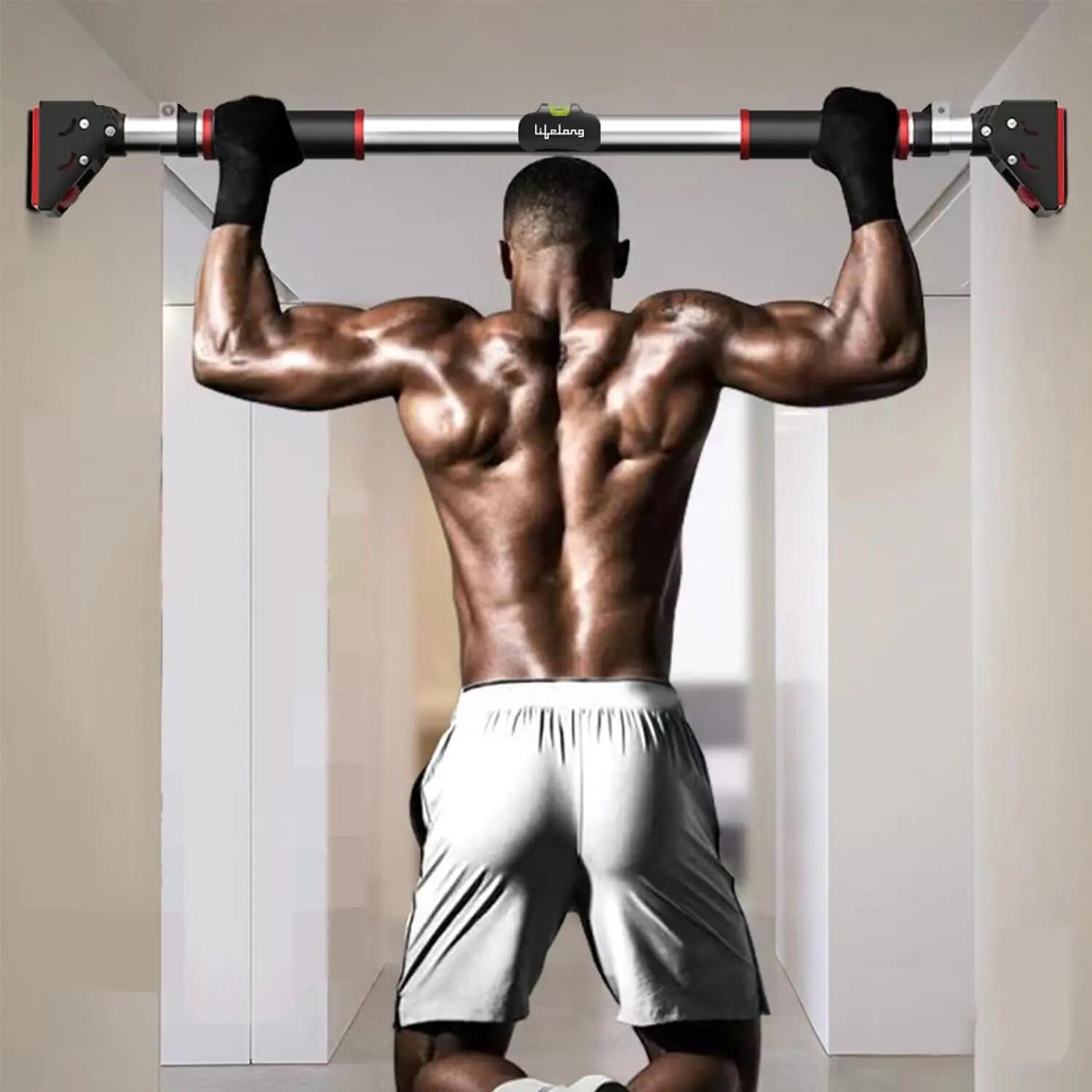 Lifelong Pull Up Bar for Home -Adjustable Rod 75cm to 92cm width, wall mounted without screws -Door Pull up bar to Increase Height -Exercise equipment for Home Gym - Chin up Bar weight capacity 200Kgs -  1