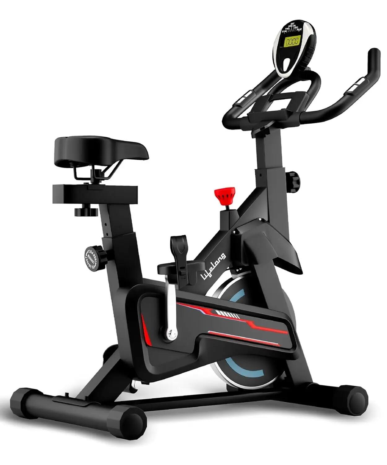 Lifelong Fit Pro Spin Fitness Bike for Home | Exercise Bike for Cardio Workout with 7 KG Flywheel, Adjustable Resistance & LED Display | Cushioned Adjustable Seat | Non-Slip Pedals | Max User Weight 120 KG -  1