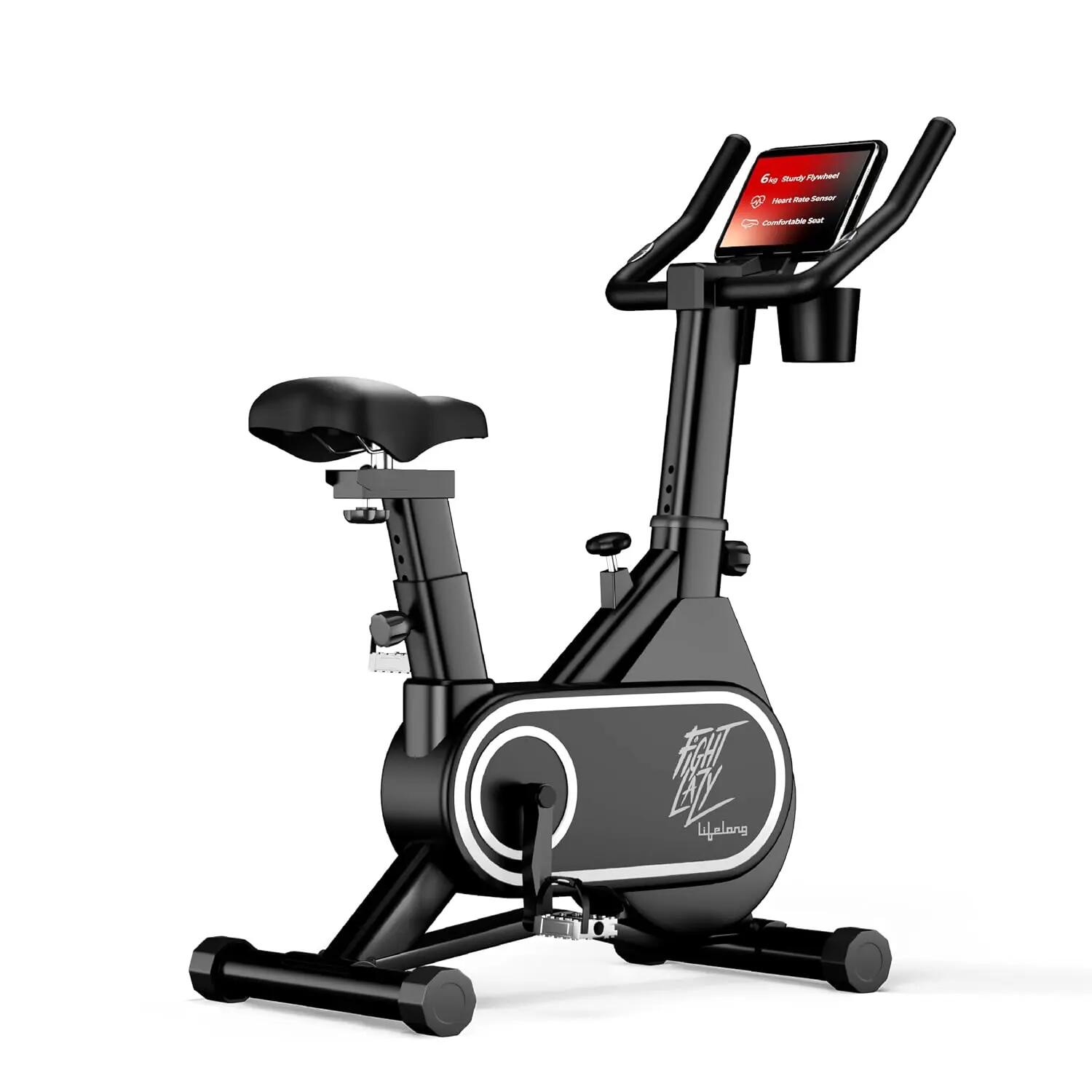 Lifelong Fit Pro Spin Fitness Bike with 7Kg Flywheel, Adjustable Resistance & Heart Rate Sensor for Fitness at Home Workouts|Max Weight Capacity: 120 kg (LLSBB50, Black) -  1