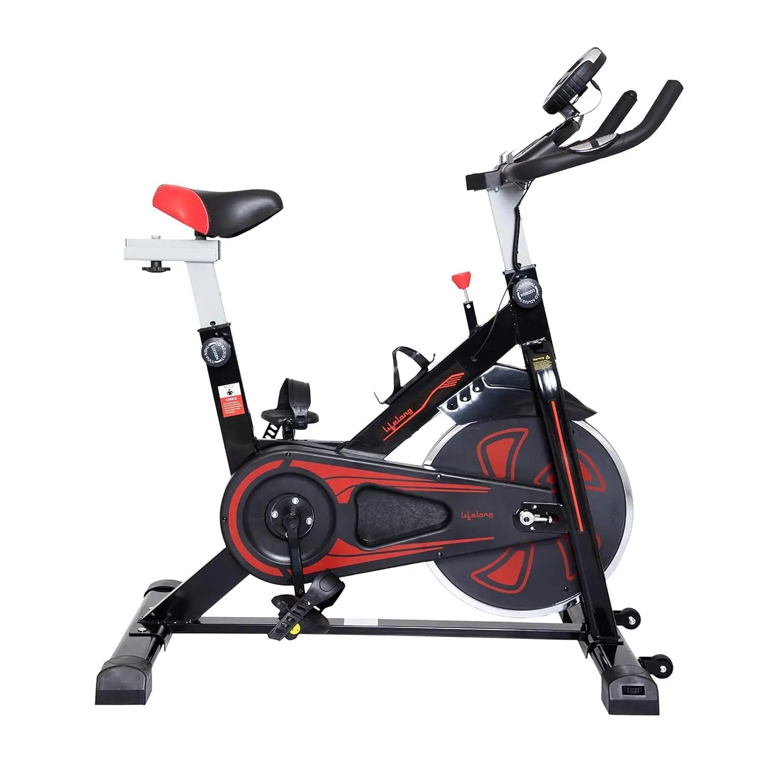 Lifelong Fit Pro Spin Fitness Bike with 10Kg Flywheel, Adjustable Resistance, LCD Monitor and Heart Rate Sensor for Fitness at Home, (LLF199, Black) -  1