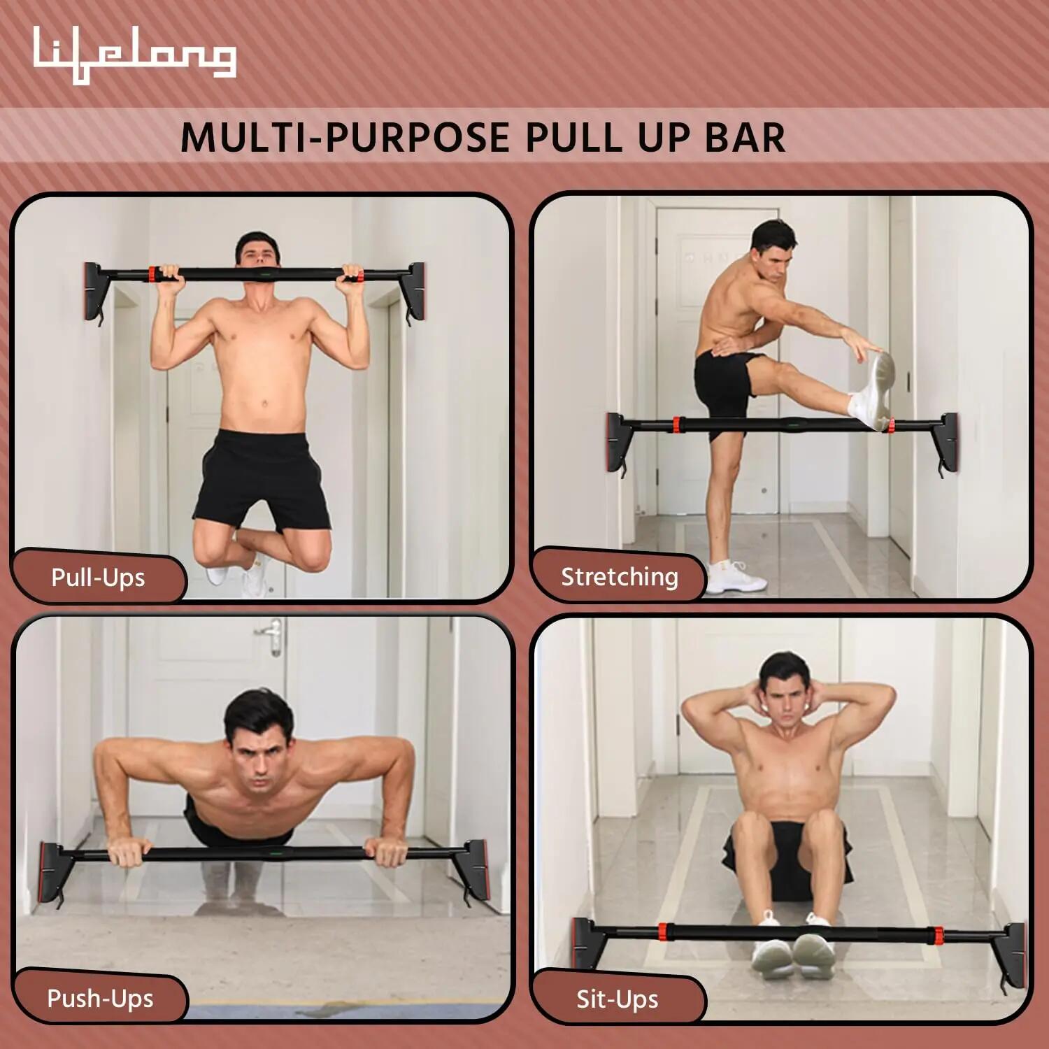 Lifelong Adjustable Pull-Up Bar for Home Gym | No Screws Hanging Bar, Adjustable Length (76-100cm), Doorway Chin-Up Bar, Gym Equipment for Men Workout, Strength Training, Weight Capacity (250kg) -  3