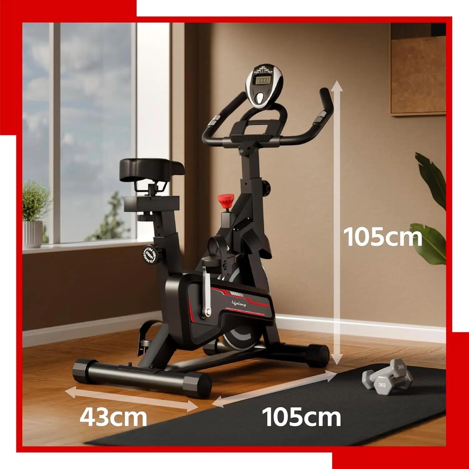 Lifelong Fit Pro Spin Fitness Bike for Home | Exercise Bike for Cardio Workout with 7 KG Flywheel, Adjustable Resistance & LED Display | Cushioned Adjustable Seat | Non-Slip Pedals | Max User Weight 120 KG -  2