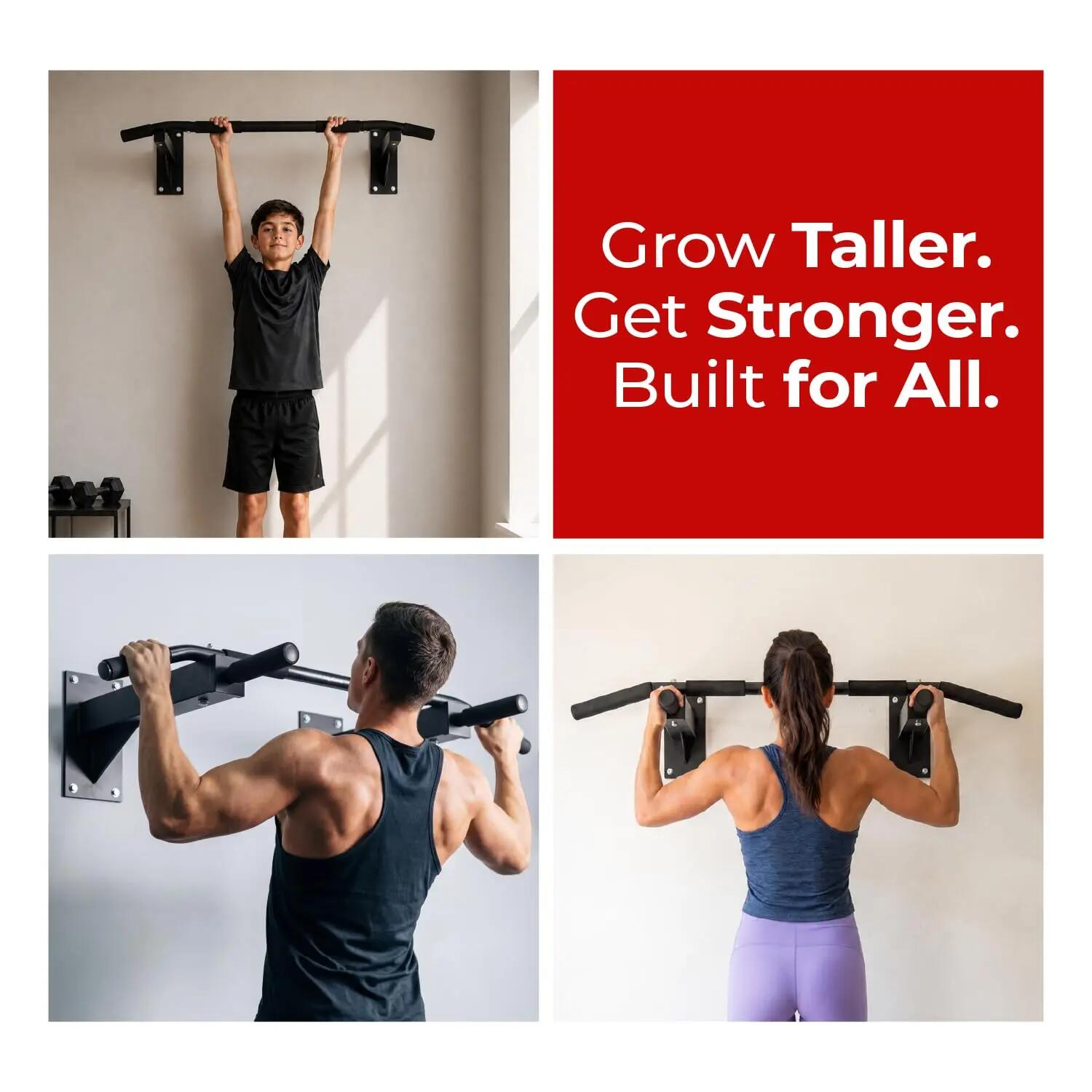 Wall Mounted Pull Up Bar 200kg Foam Grip Triangle Support -  4