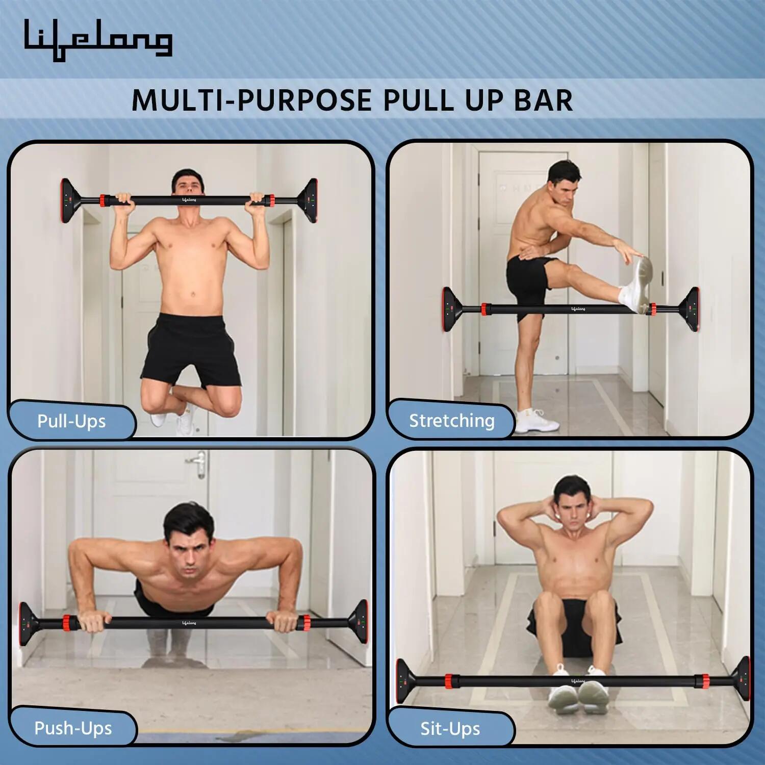 Lifelong Adjustable Pull-Up Bar for Home Gym | No Screws Hanging Bar, Adjustable Length (74-97cm), Doorway Chin-Up Bar, Gym Equipment for Men Workout, Strength Training, Weight Capacity (200kg) -  3