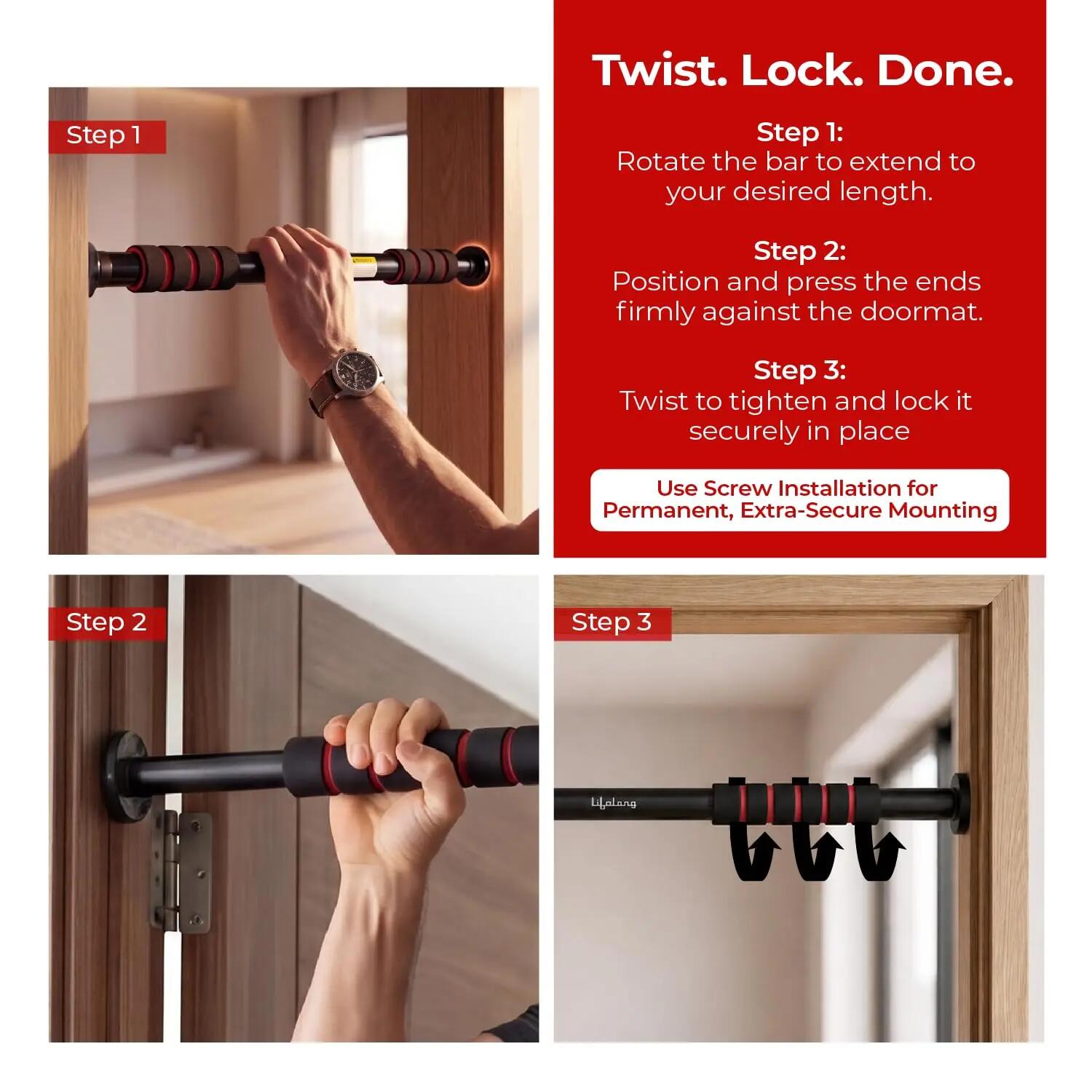 Lifelong Pull Up Bar for Home Kids| Adjustable 62–100 cm Doorway PullUp Bar For Home Gym Equipment |No Screw Pull Up Bar Door Mounted |100kg Capacity, Anti-Slip Lock, Foam Grip Handles |Gym Equipment for Home Workout -  3