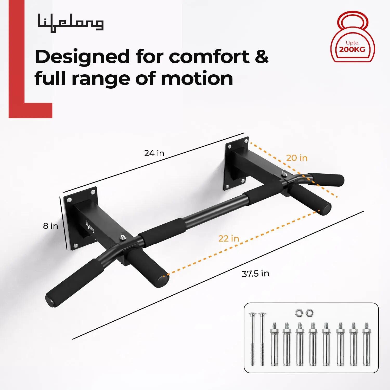Wall Mounted Pull Up Bar 200kg Foam Grip Triangle Support -  2
