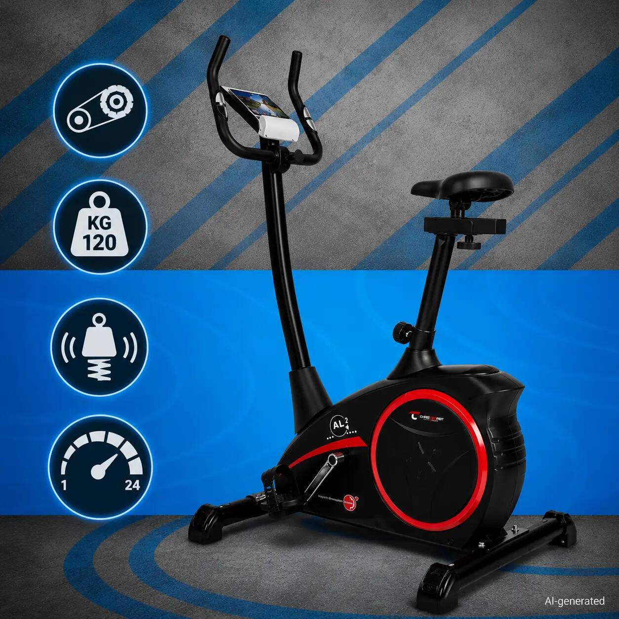 Hometrainer - 9kg magnetische rem - Bluetooth - 150kg - AL 2 S Digital - zwart 2/11