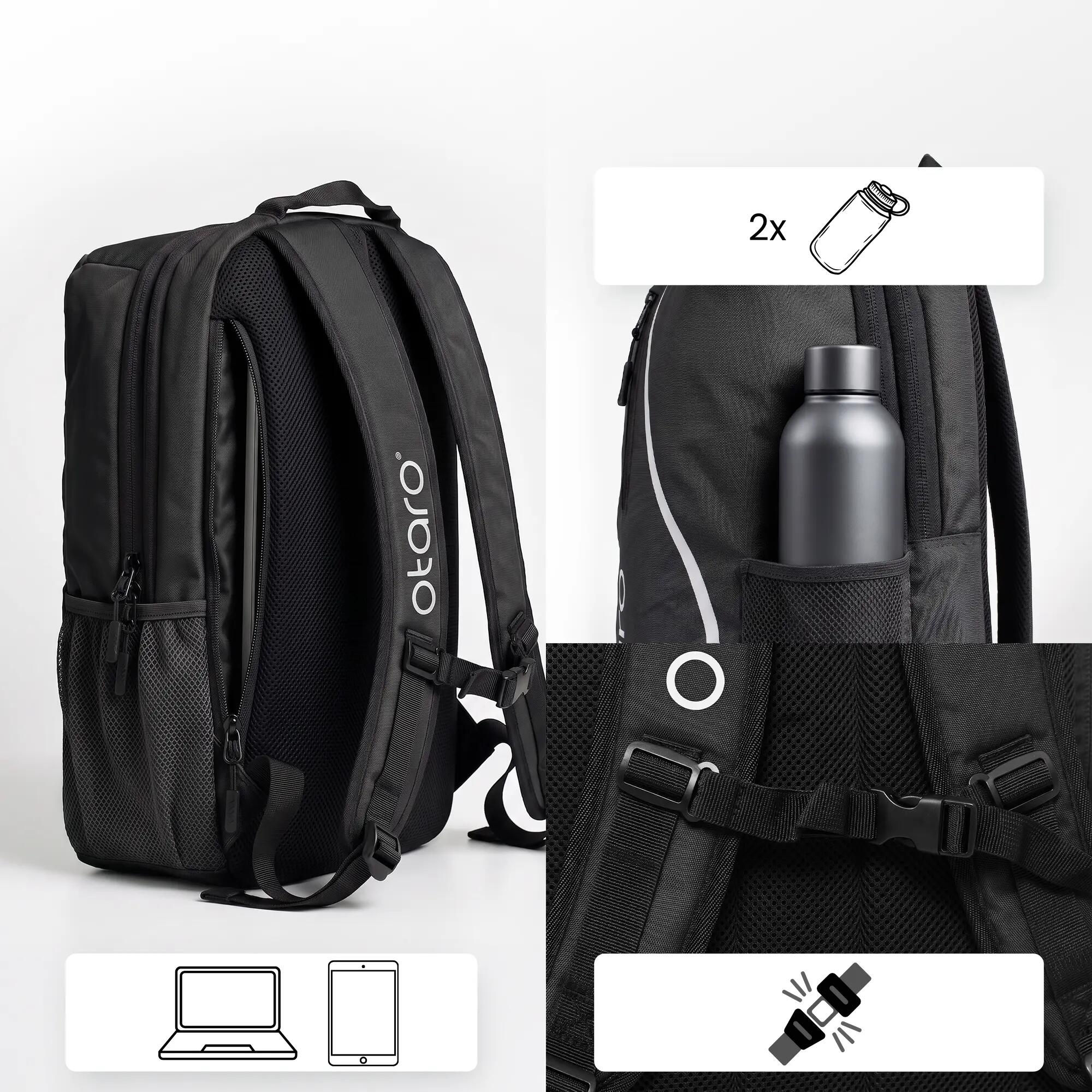 Sac de padel avec compartiment à chaussures comme sac à dos de padel 35L - Noir 6/8