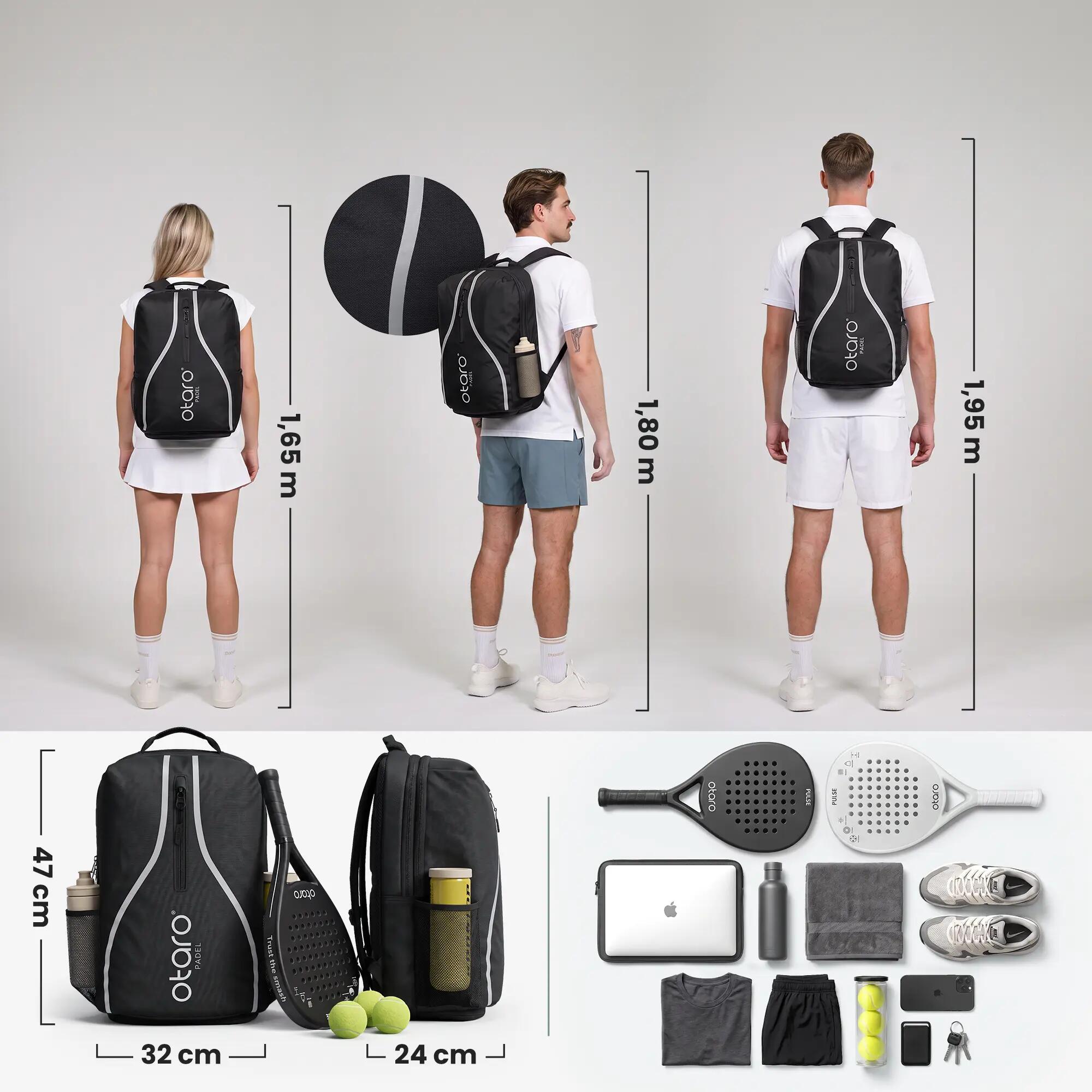 Sac de padel avec compartiment à chaussures comme sac à dos de padel 35L - Noir 4/8