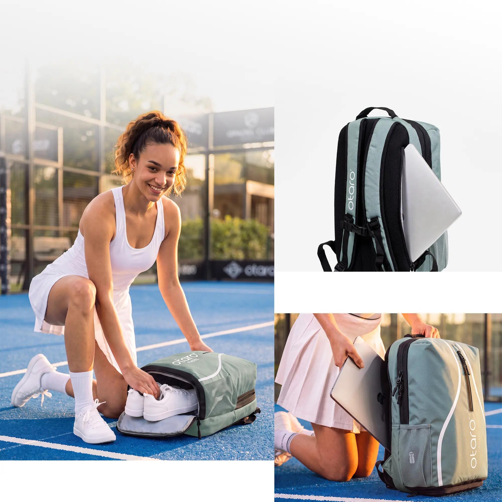 Padeltas met schoenenvak als padelrugzak 35L - Lichtgroen 3/8