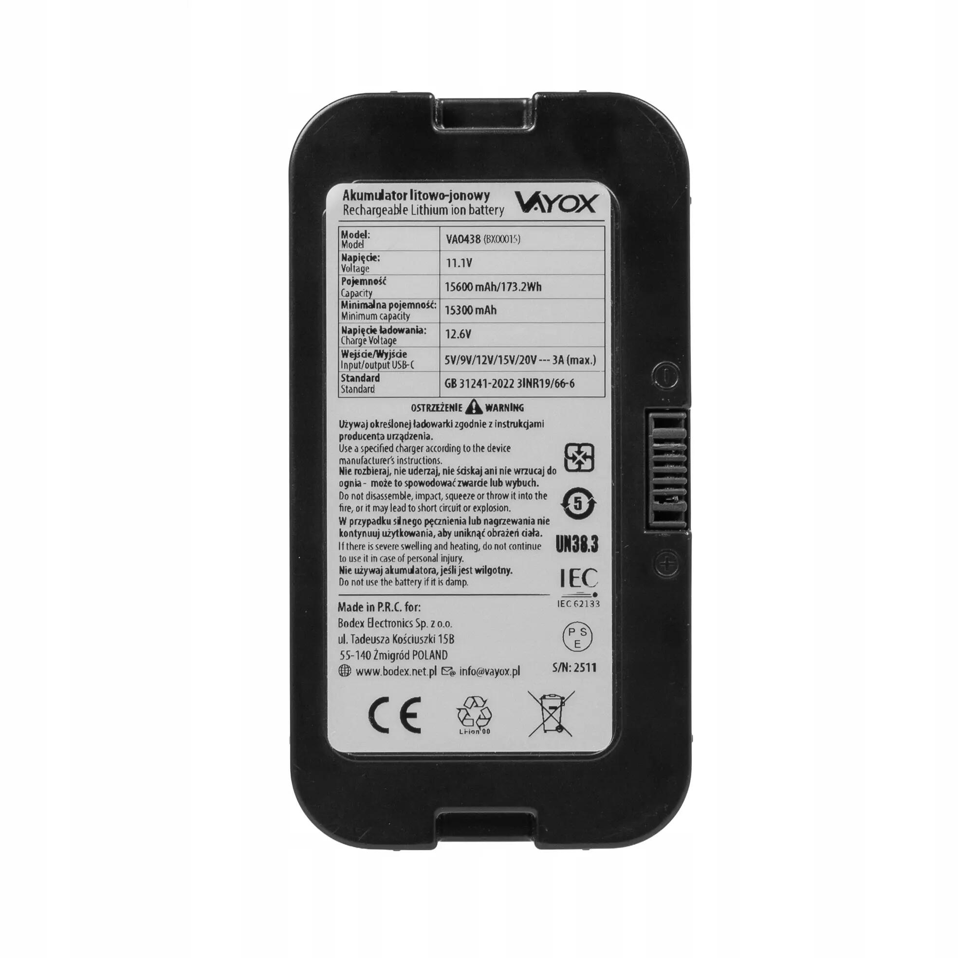 Batterij voor koelboxen Vayox VA0438 accu 15600mAh 173Wh 7/11