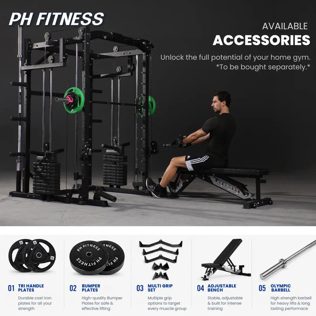 Premium Power Rack met Smith Machine en beenpers – 160 kg 9/10