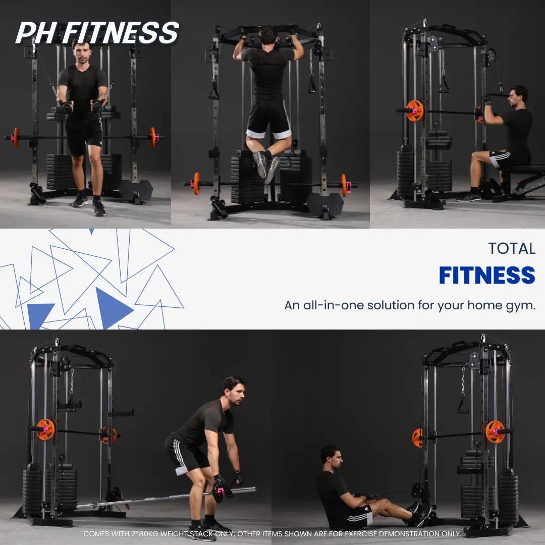 Hoek-krachtstation met Smith Machine en dubbele kabel – 160 kg 8/10