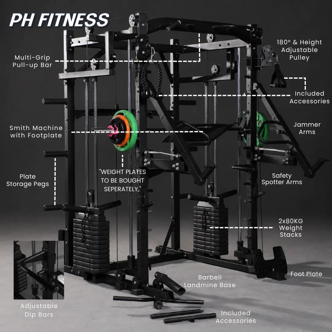 Premium Power Rack met Smith Machine en beenpers – 160 kg 5/10