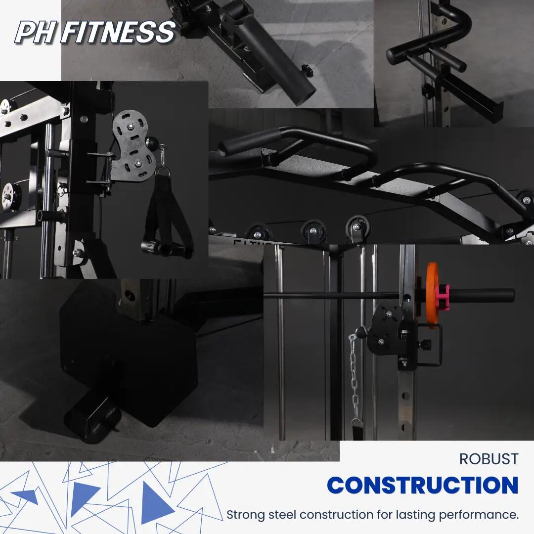 Hoek-krachtstation met Smith Machine en dubbele kabel – 160 kg 4/10
